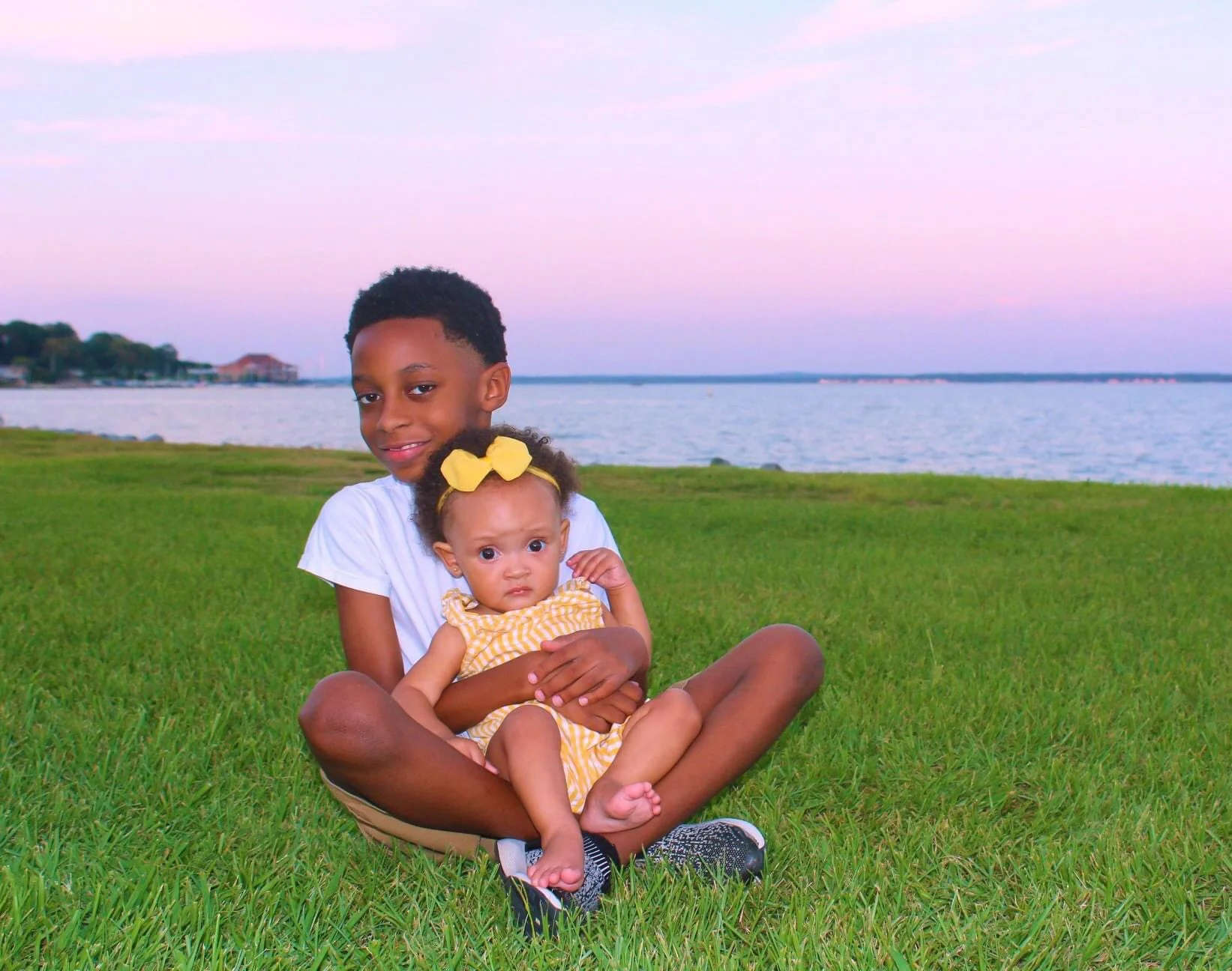 Brother and sister evening sunset shot