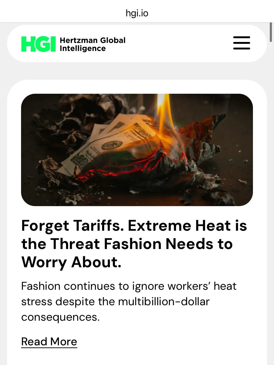 The world is getting hotter, and it&rsquo;s the threat to fashion supply chains that the industry is ignoring. In my latest for Hertzman Global Intelligence, I speak to experts in Pakistan, India and Sri Lanka about the reality for garment workers ex