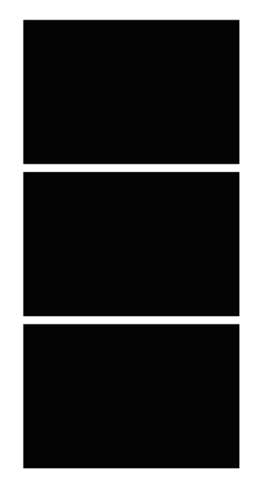 Three black rectangles stacked vertically on a white background.