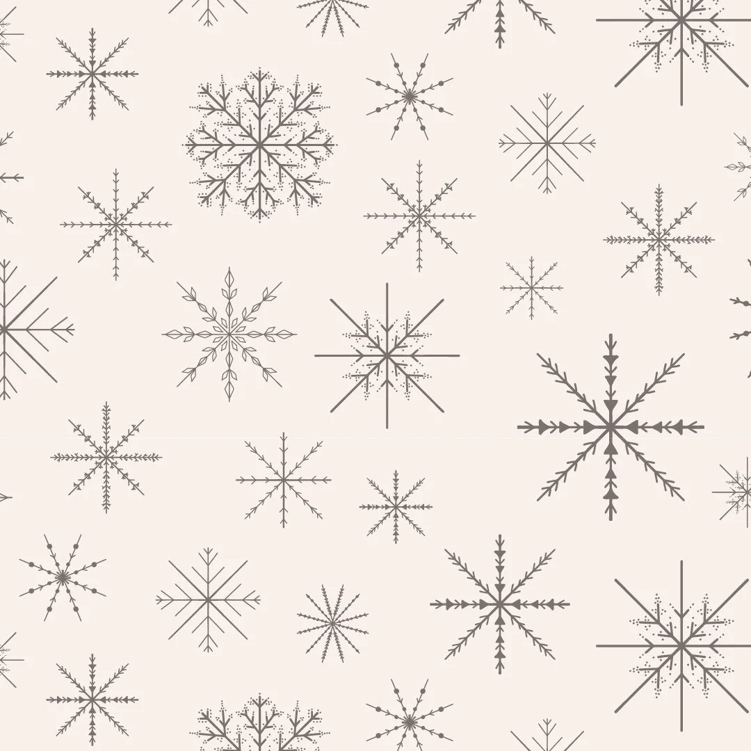 Cream colored elegant snowflake line art pattern