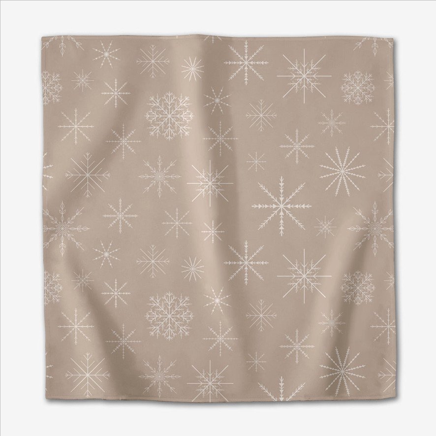 Geometry House dinner napkin with beige minimalist snowflake pattern