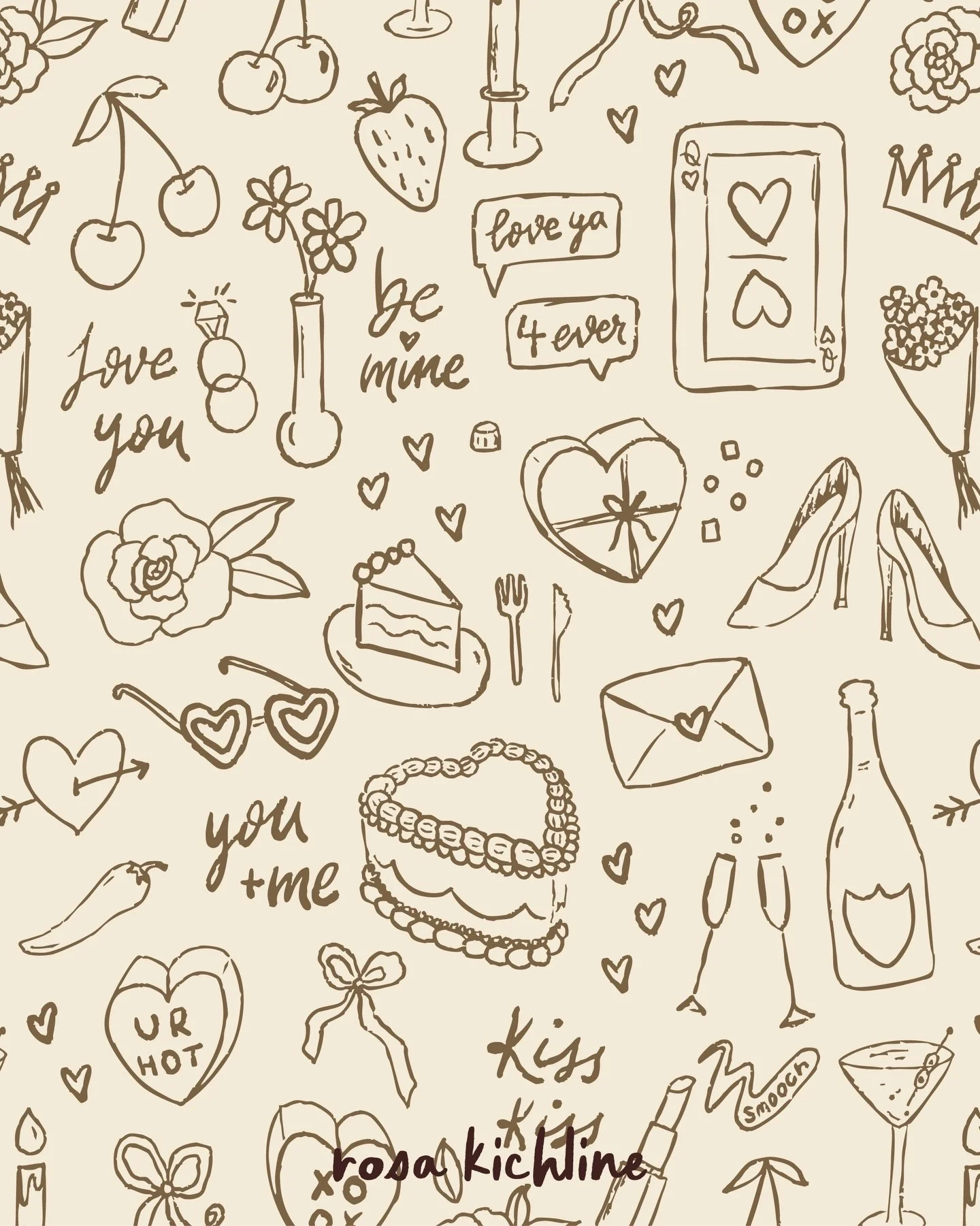 Lovey dovey little line art pattern 😚

Available for licensing, dm me or email me at hello@rosakichline.com 

#surfacepatterndesigner #licensingartist #celebration #pattern #lineart