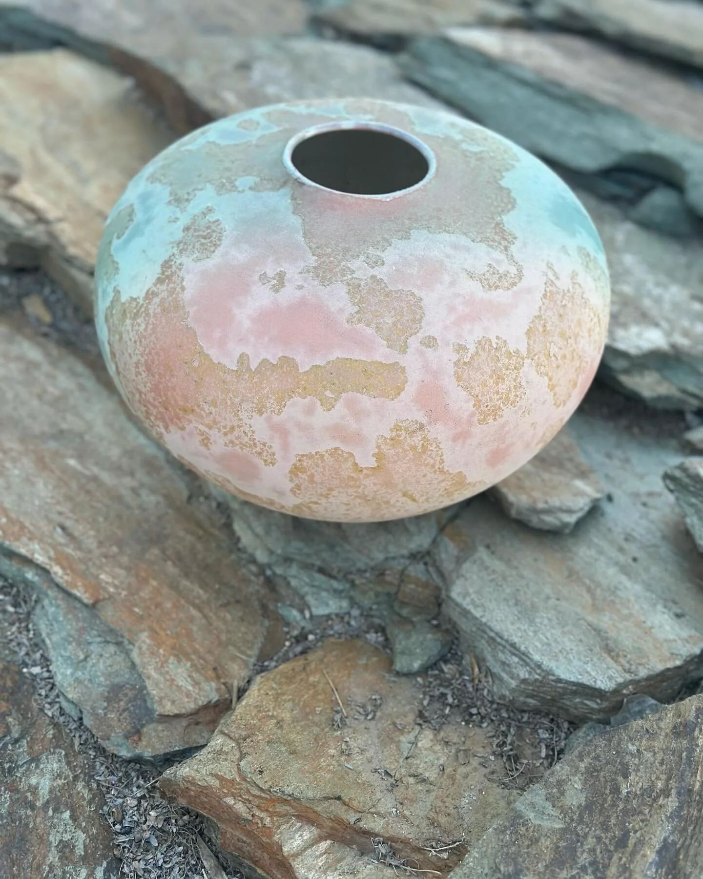 Raku technique @tonyevans @ceramics #pottery #vintage #signed #pastel #scottsdalemarketplace