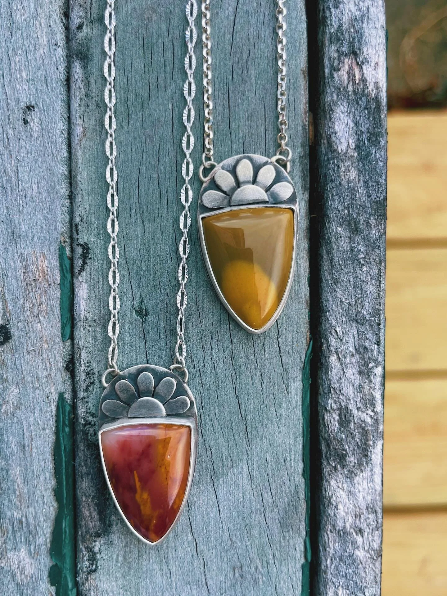 Two necklaces with two gorgeous pieces of Jasper and one groovy design. 

I was looking for a fun style every day wear and am excited with how these turned out.  Sometimes finding consistent time to get into the studio is tough, but it is always wort
