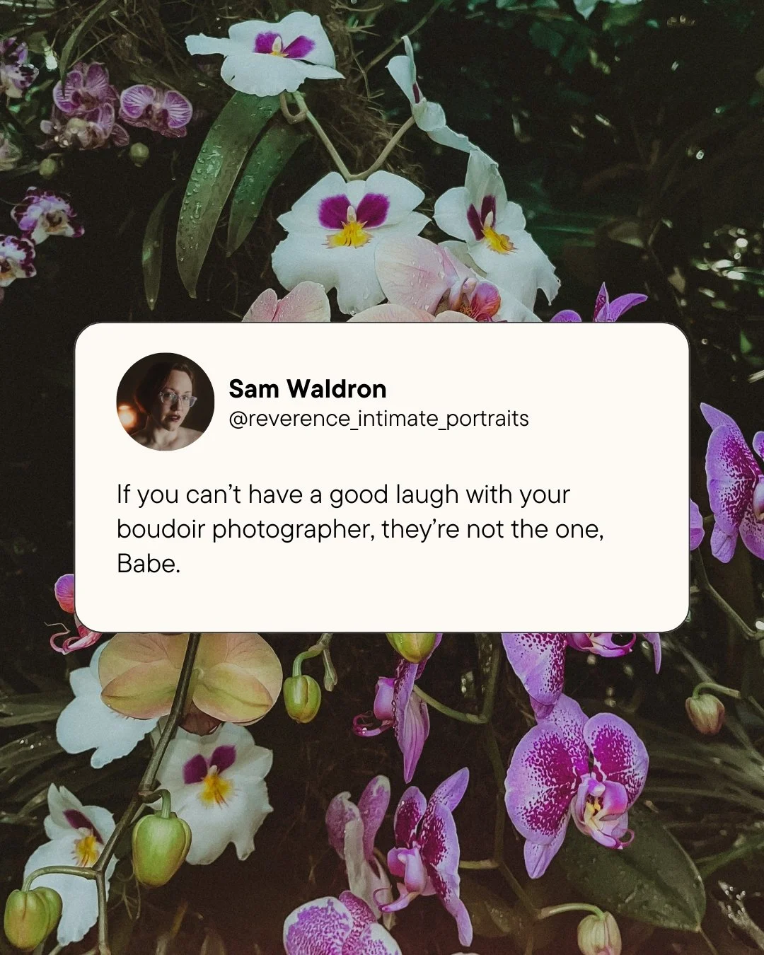 If you're (genuinely) laughing, that means you're also feeling comfortable and confident! So if you can't have a good laugh (and good conversation!) with your boudoir photographer, they might not be the one for you! 
.
.
.
.
.
[Image Description: A s