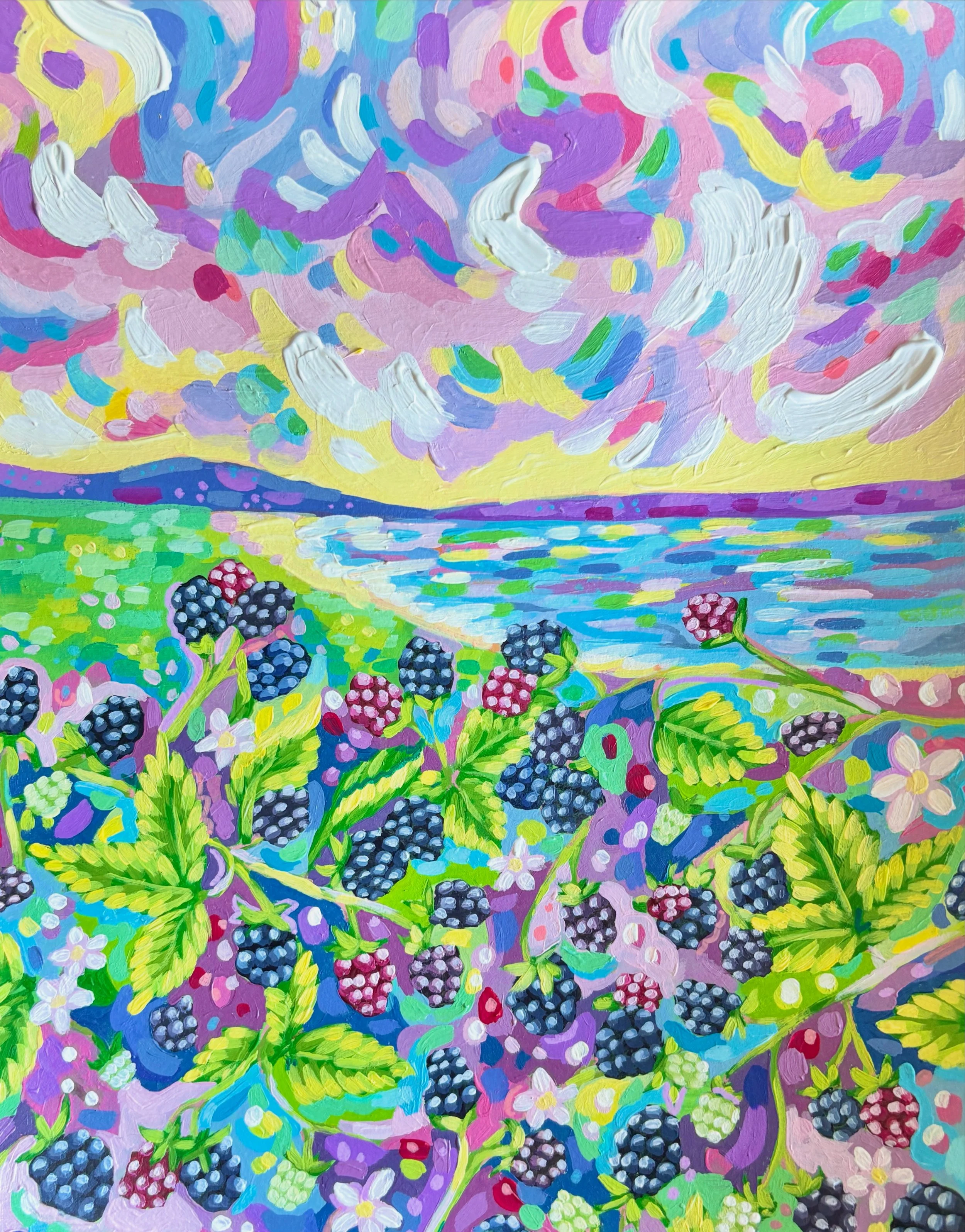 Blackberry Bushes (2025). Acrylic on paper, 11x14".