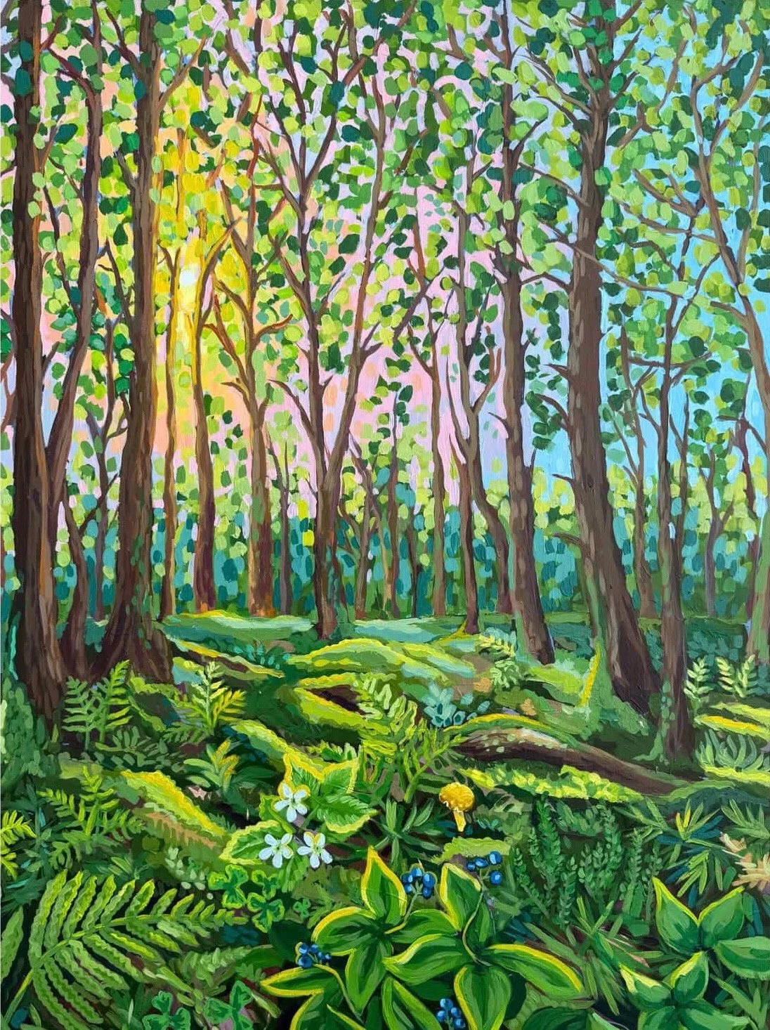 Lush (Barrachois in July), 2026. Acrylic on wood panel, 22x30".