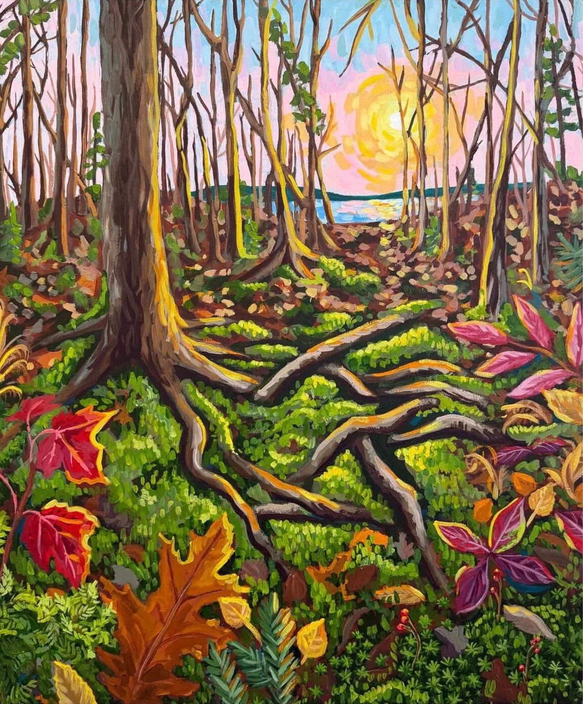 Fading Autumn (George's River in November), 2026. Acrylic on wood panel, 20x24".