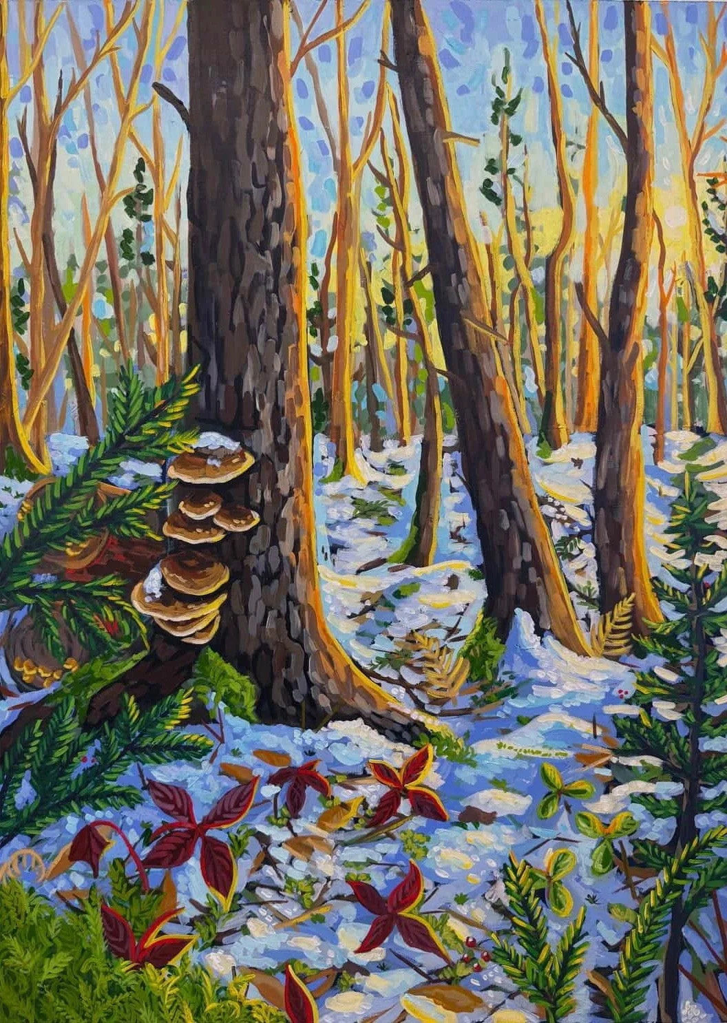 Dormant (Balls Creek in December), 2026. Acrylic on wood panel, 22x30".