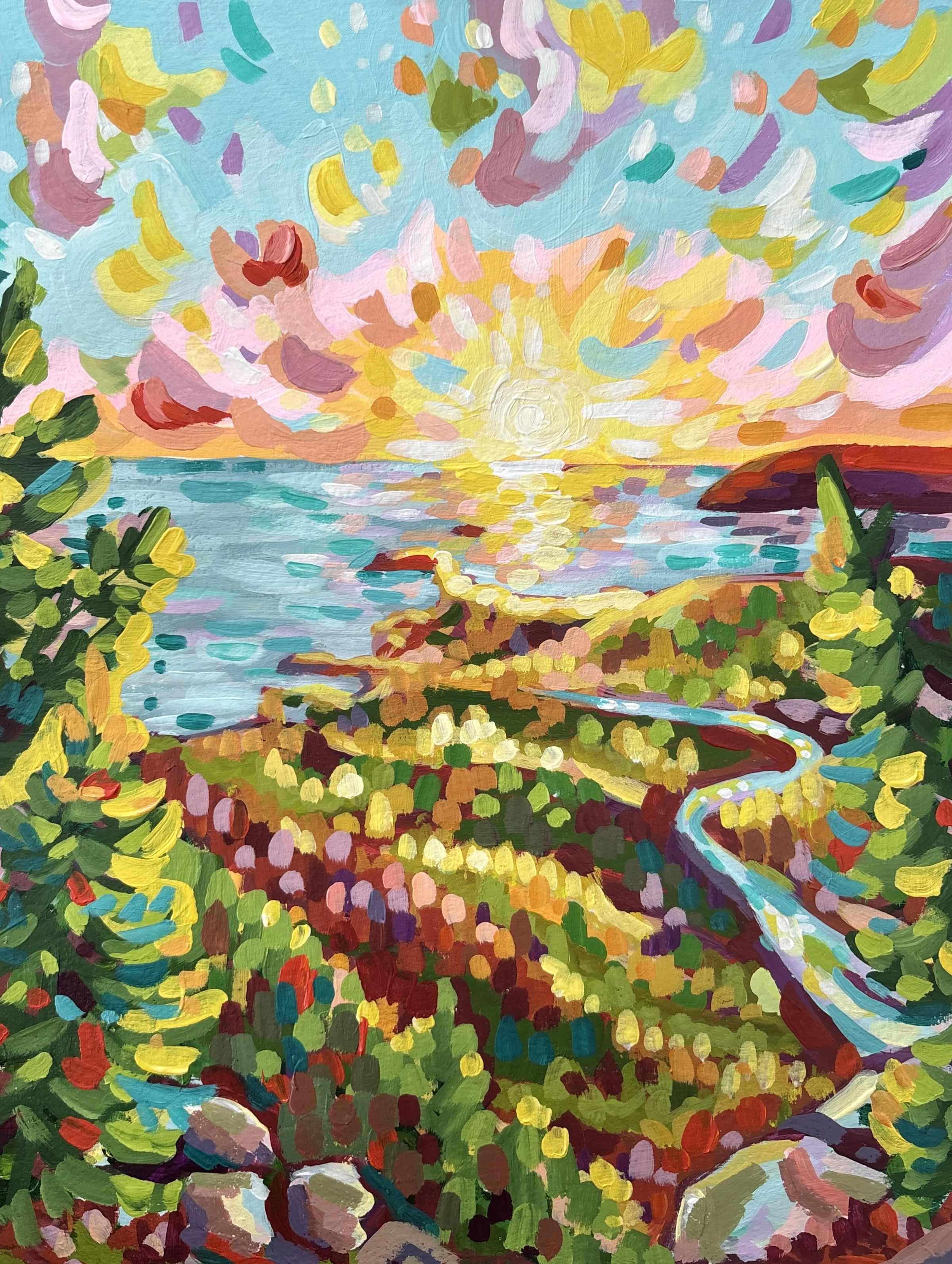 Franey Trail in the Fall (2026). Acrylic on paper, 11x14".