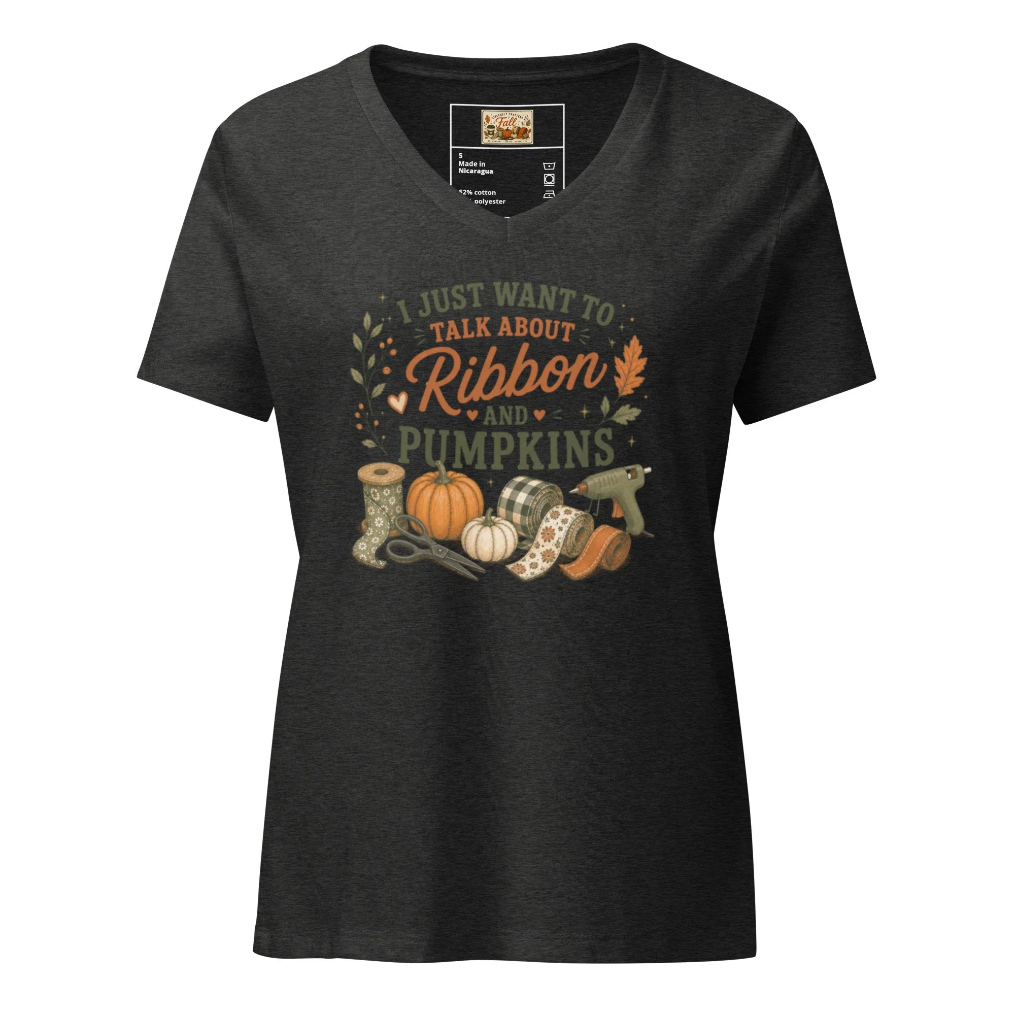 I Just Want To Talk About Ribbon & Pumpkins | Women's Cotton V-Neck
