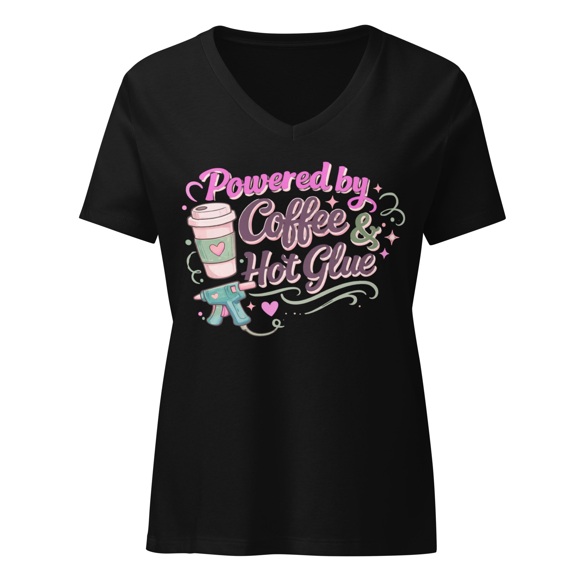 Powered By Coffee & Hot Glue V Neck