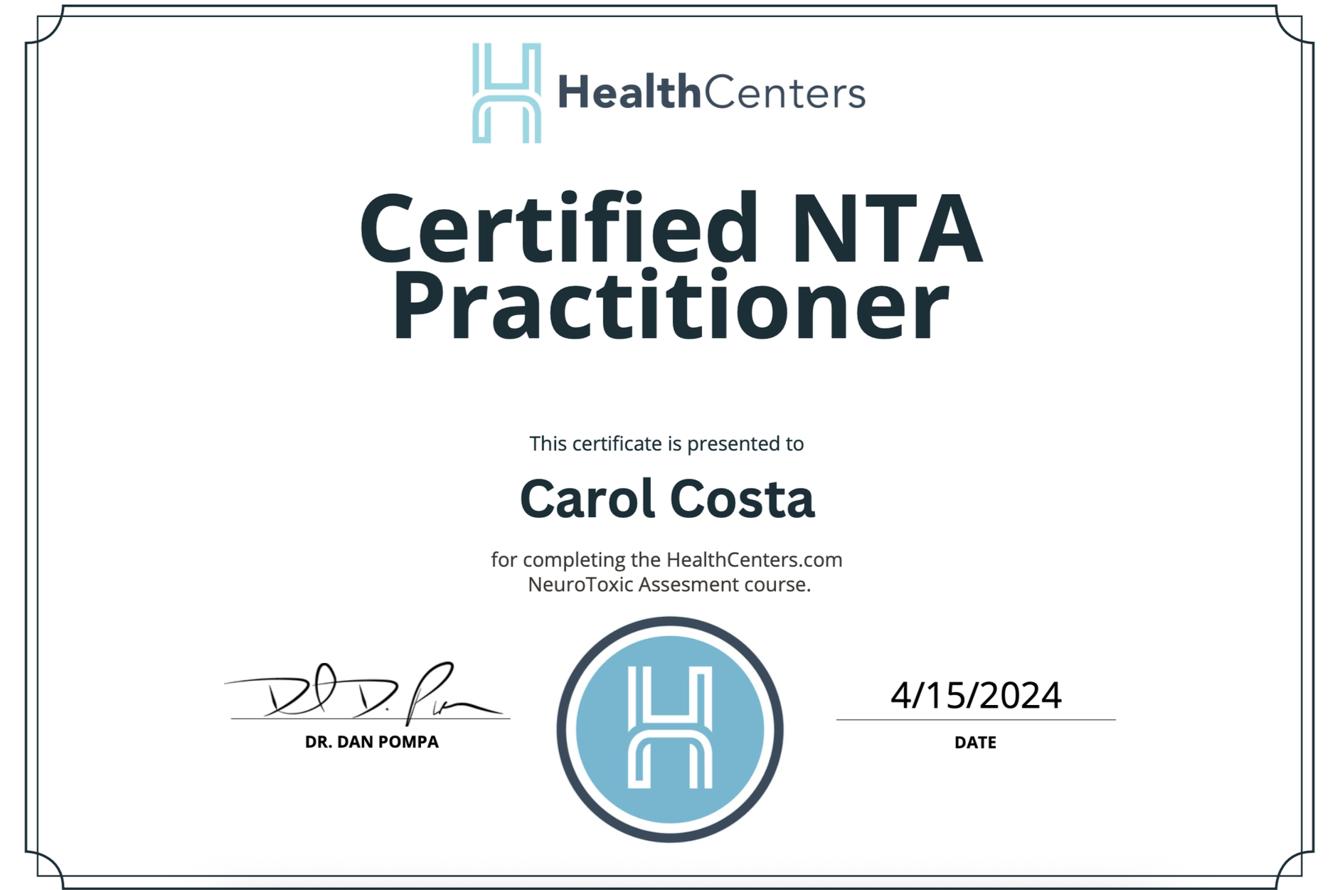 Neurotoxin Assesment Certification