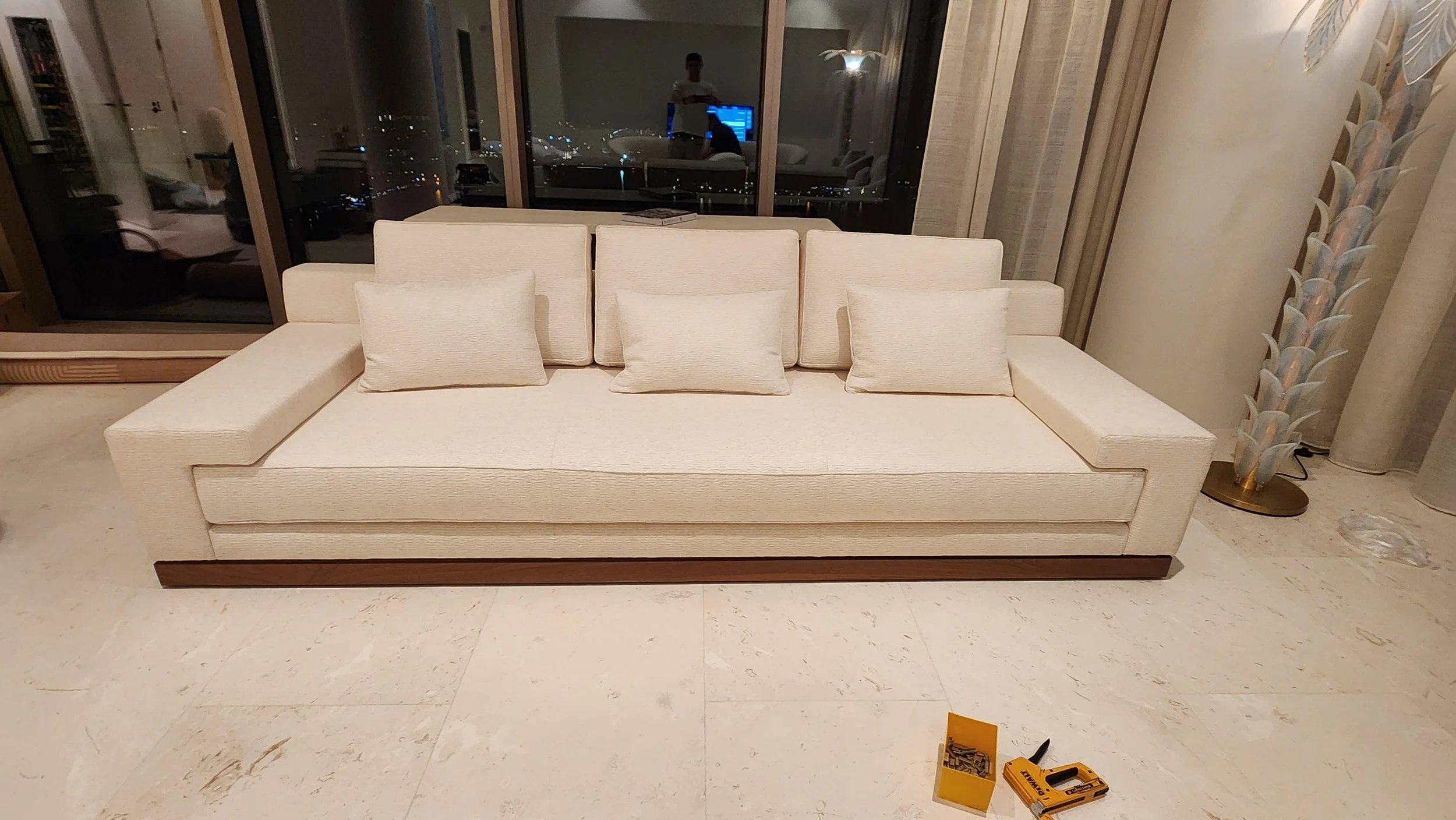 Large couch moved through a narrow elevator without damage