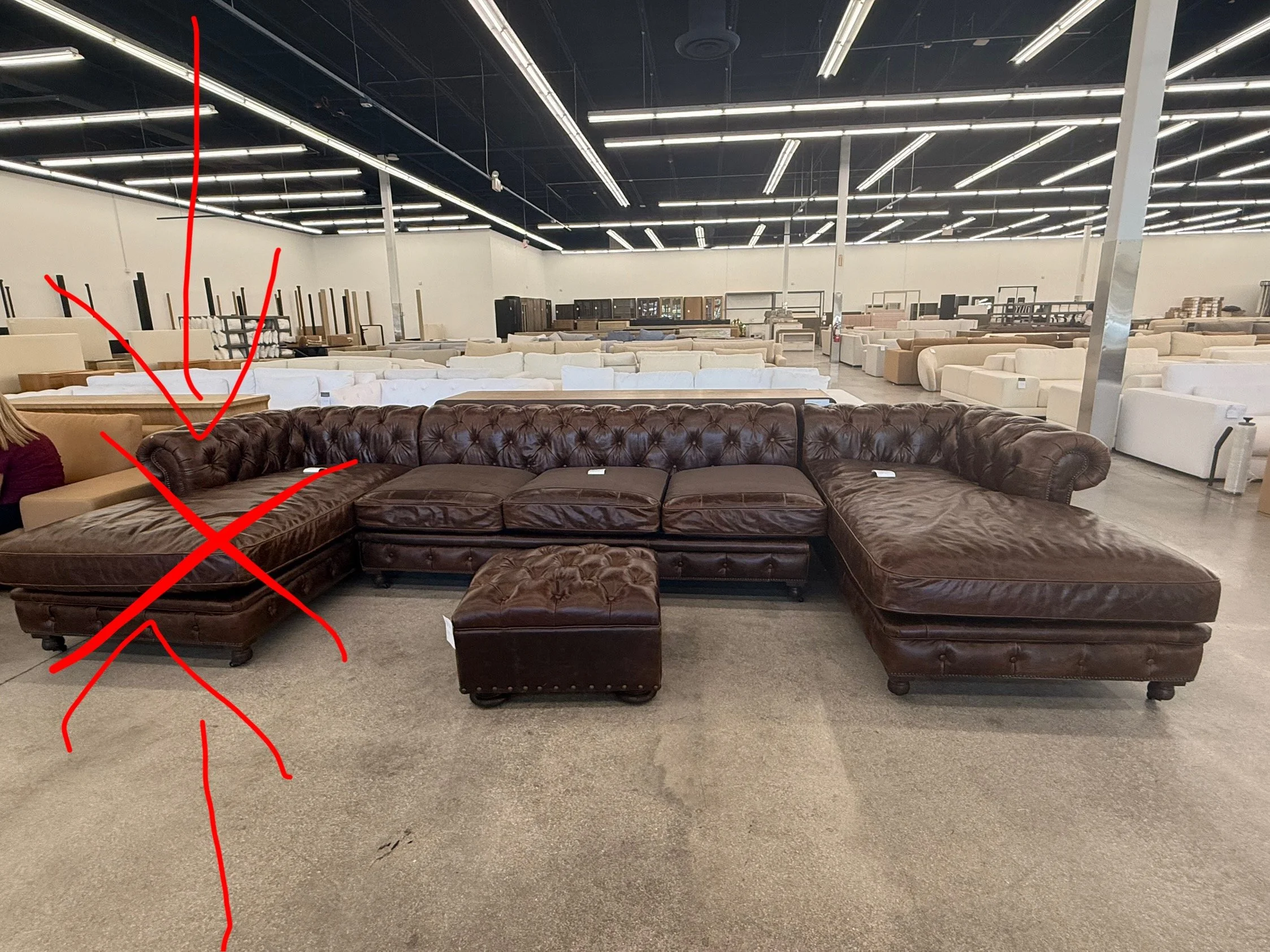 Luxury leather sectional professionally modified and resized