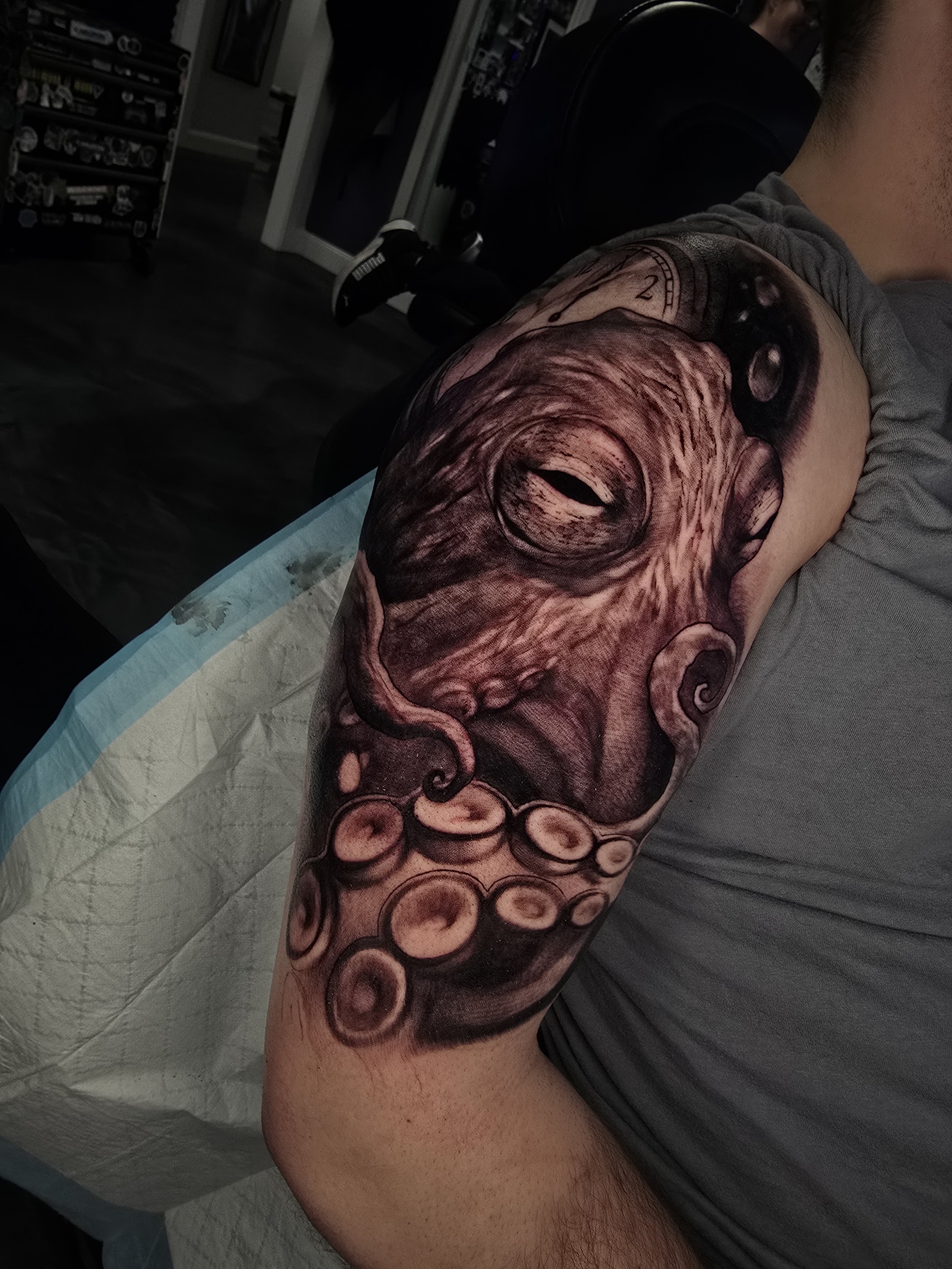 Black and White Octopus Tattoo
