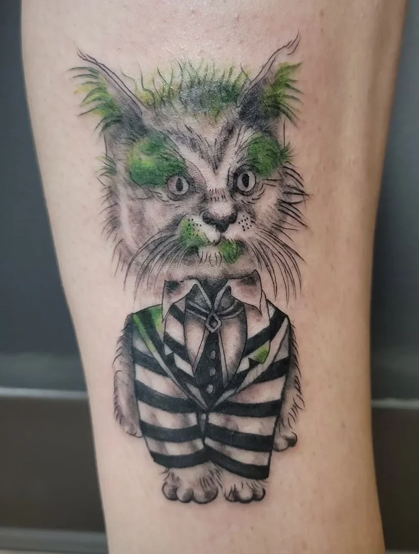 colorful cat tattoo