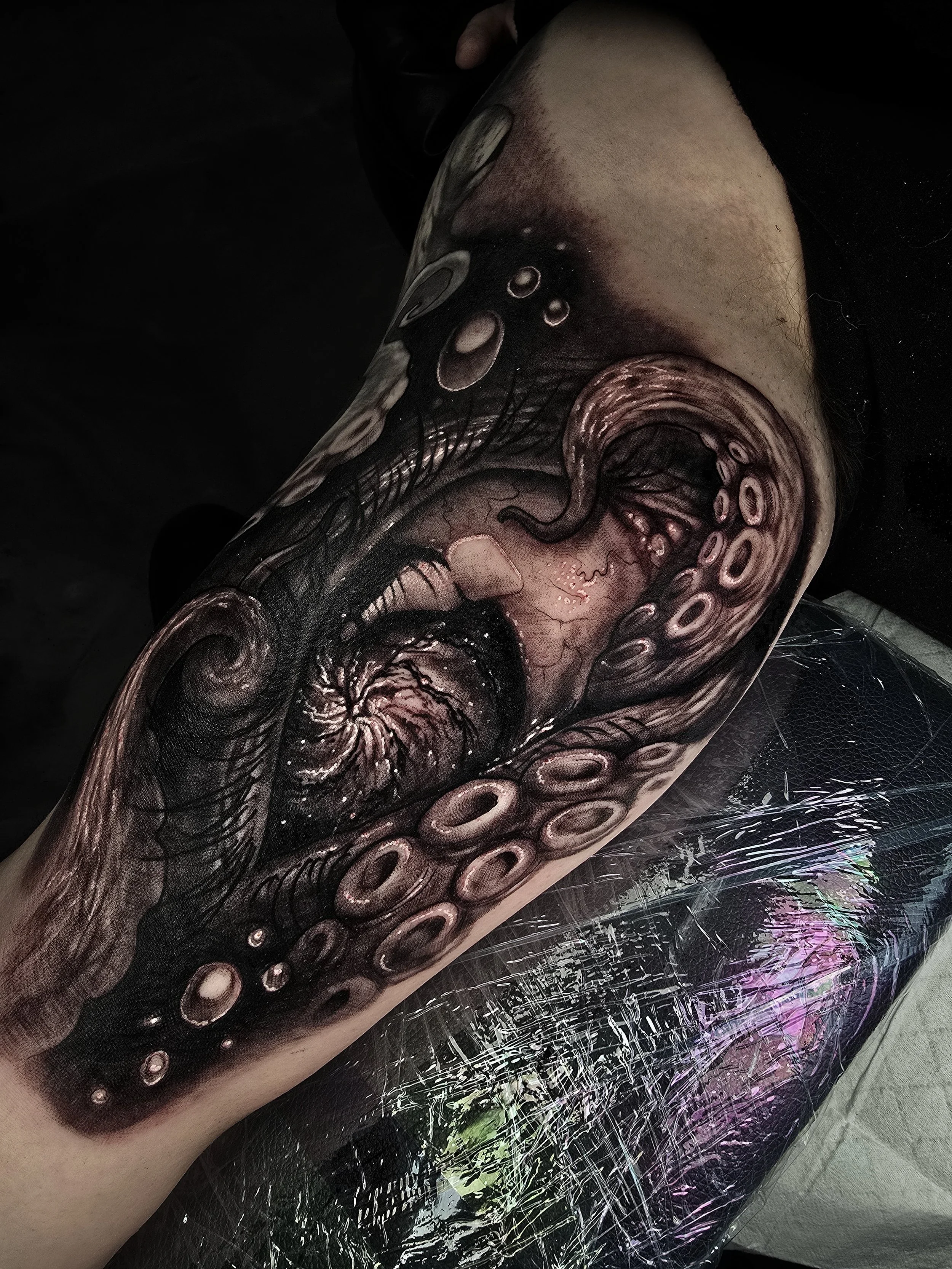 Black and White Octopus Tattoo