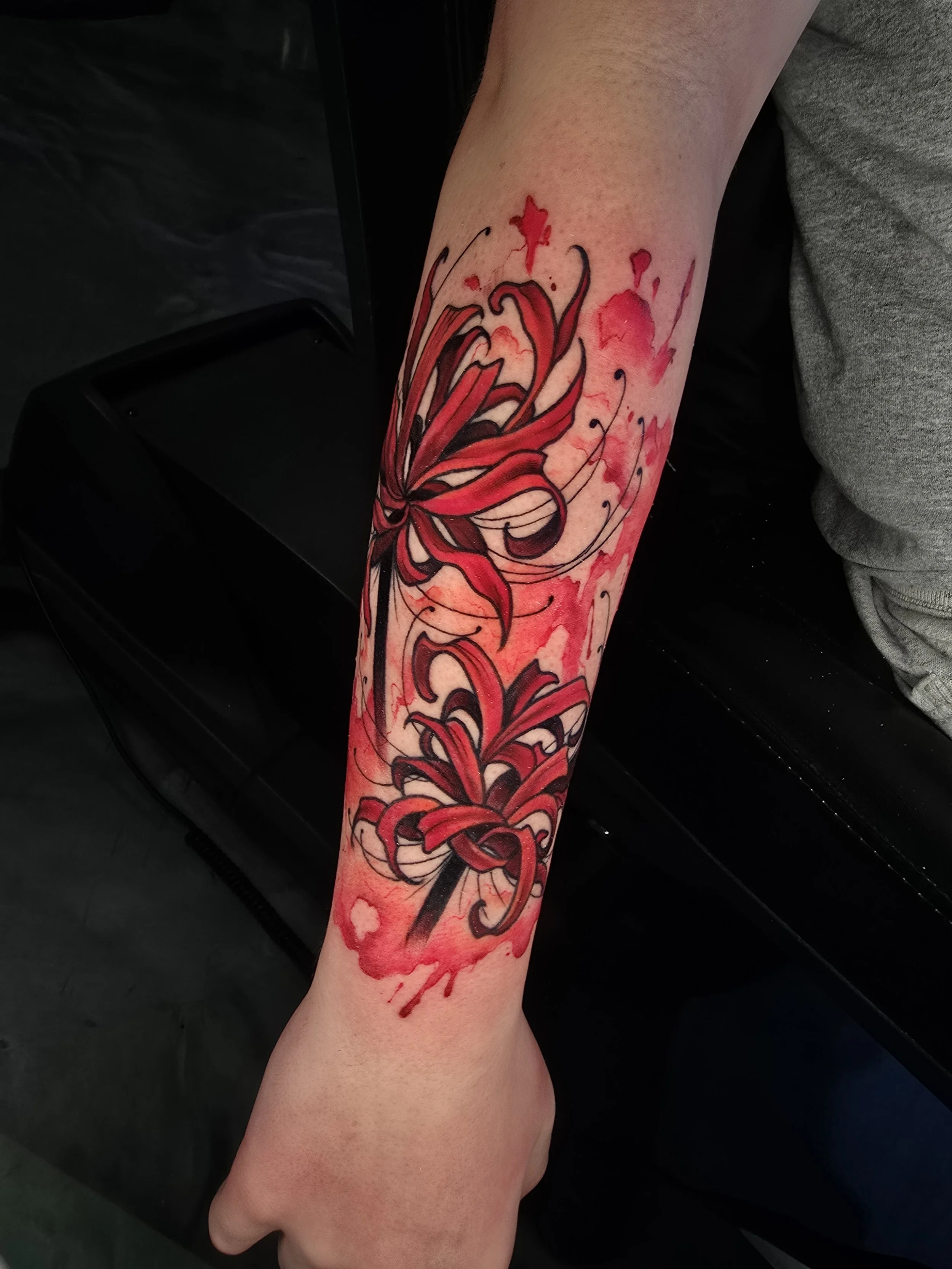 Abstract Floral Tattoo All Red and Black