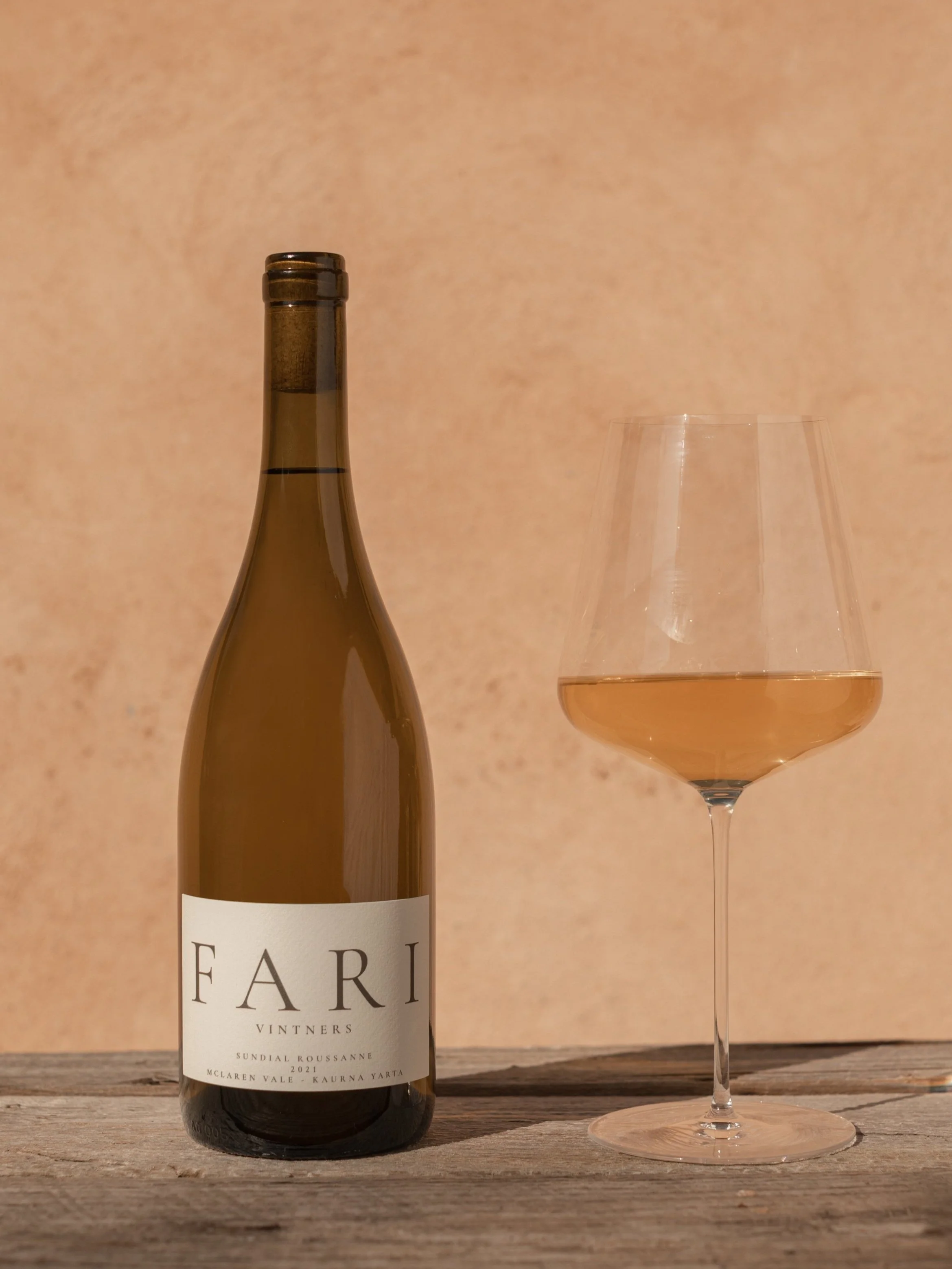 Sundial Roussane bottle and glass of wine