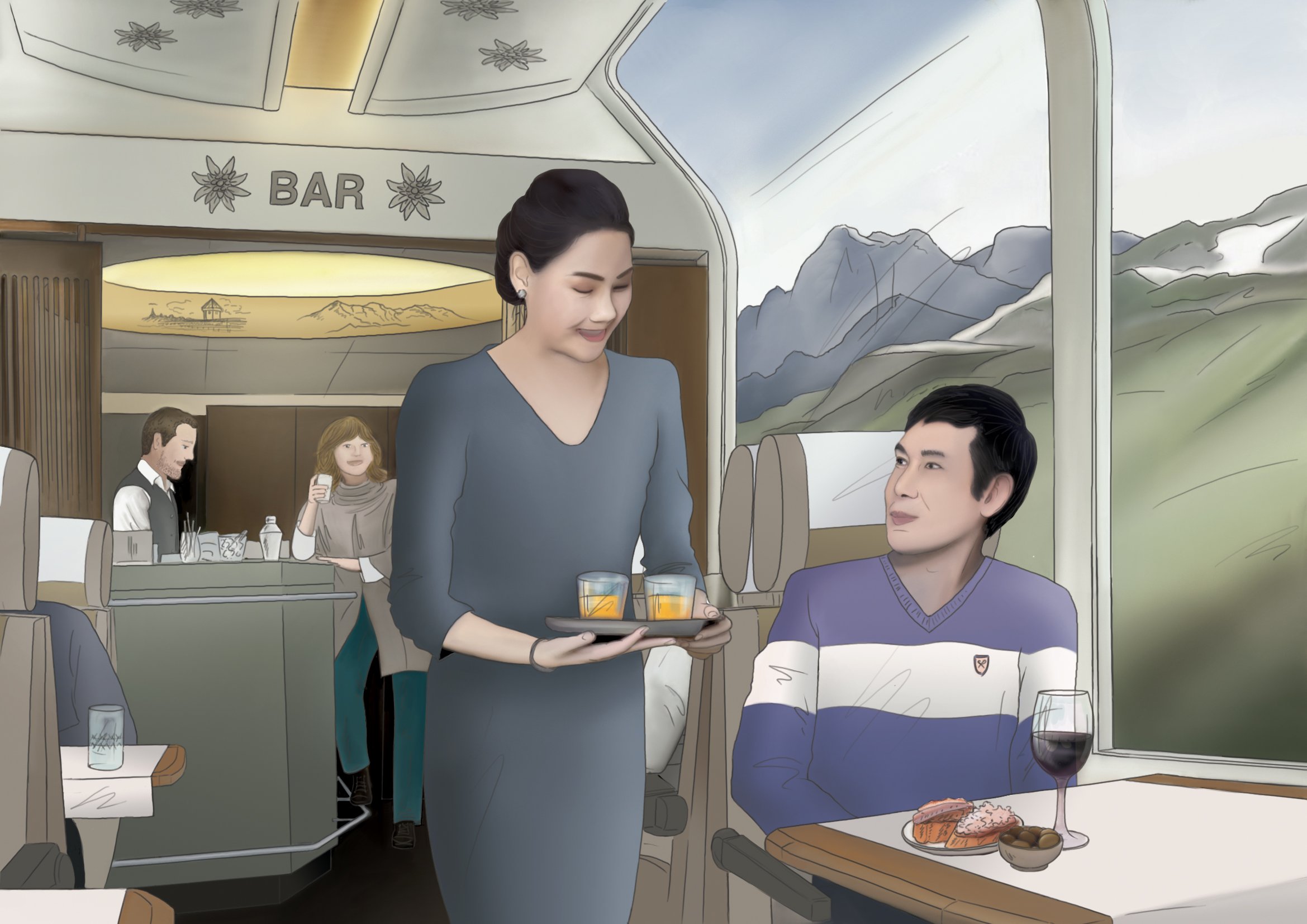 Bester Service und die Möglichkeit, in der Zugbar etwas zu trinken