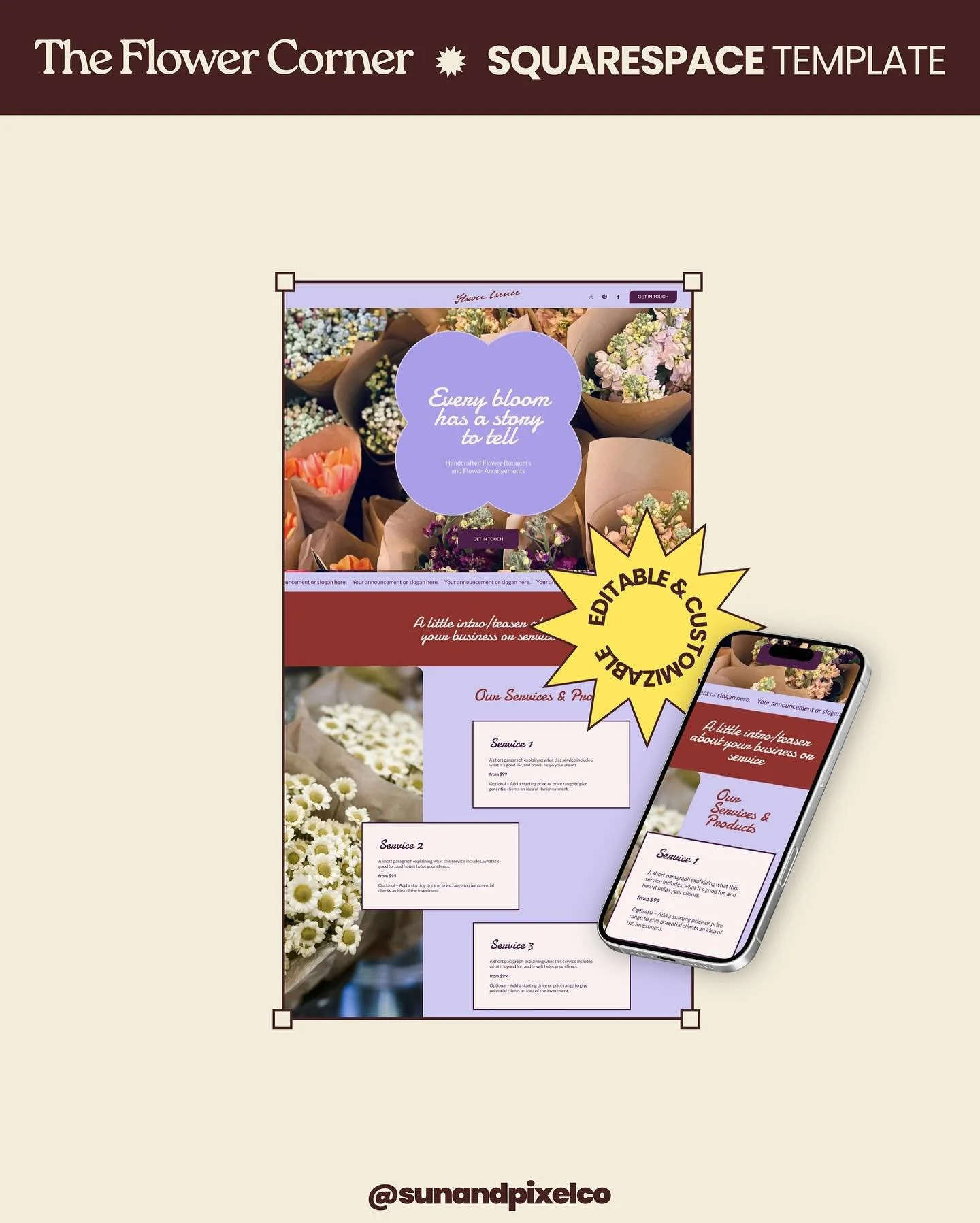 🌸 Meet The Flower Corner, one of our very first two one-page website templates!

All the flower power in one place, and still perfect for any kind of small business or personal site. Just add your images, colors, fonts, and logo to make it completel