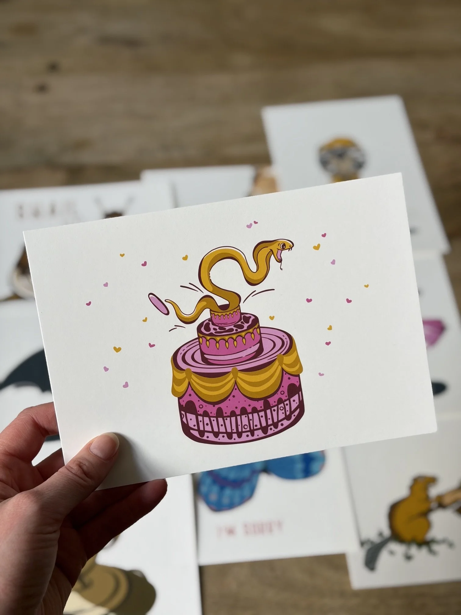 art print snake in a cake
