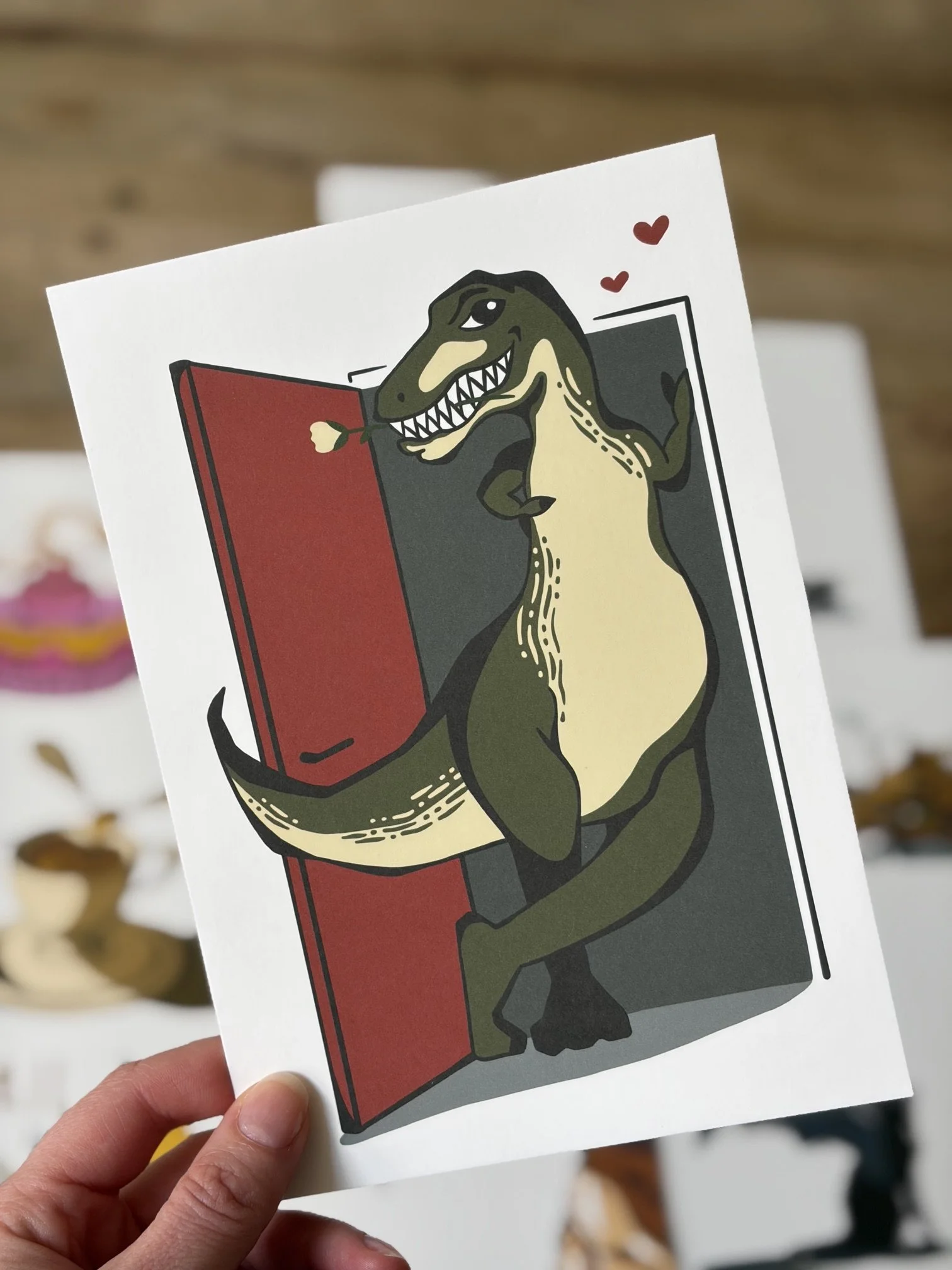 art print dinosaur at the door