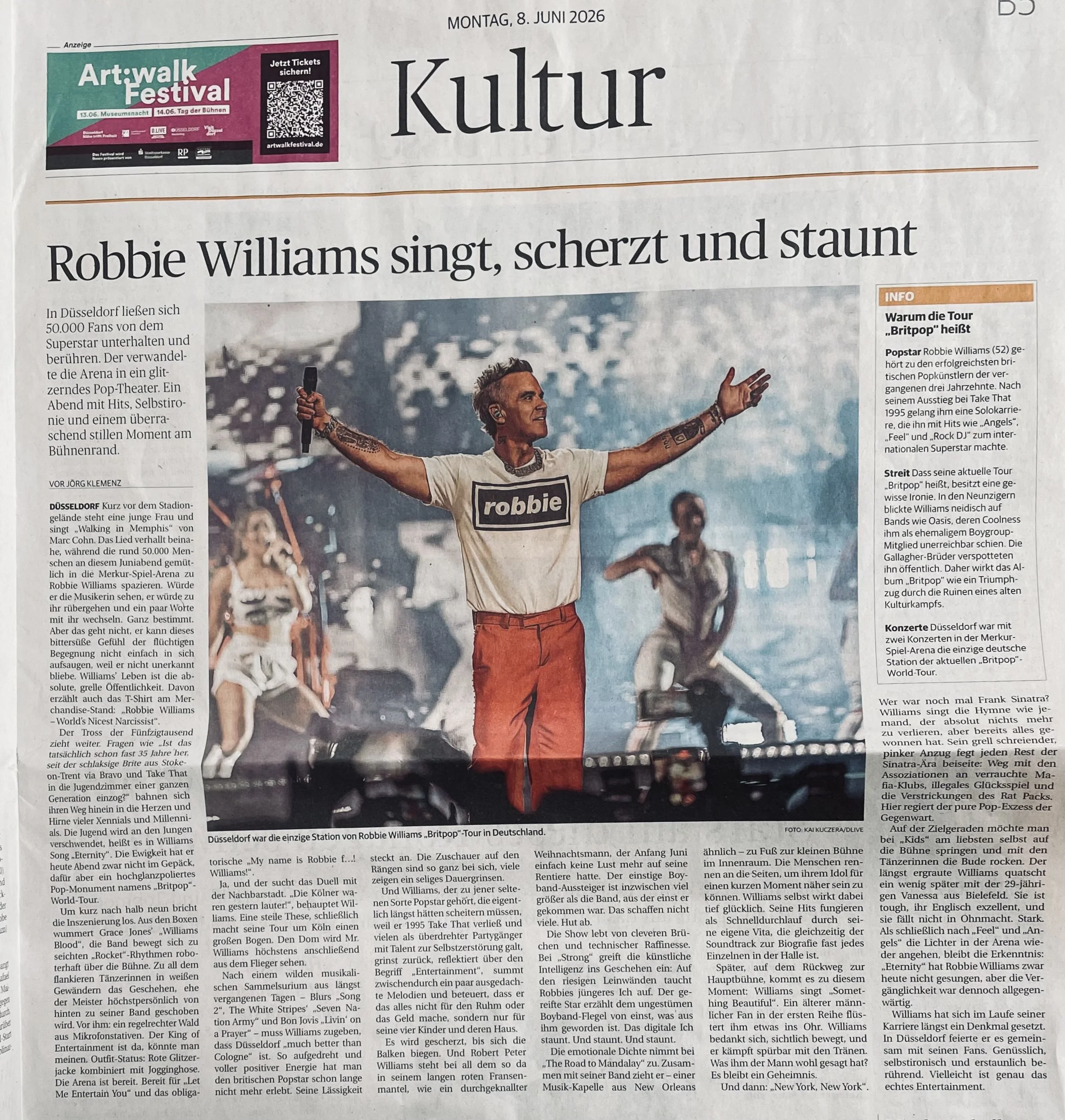 Robbie Williams provoziert Köln bei Konzert – „Düsseldorf ist besser“