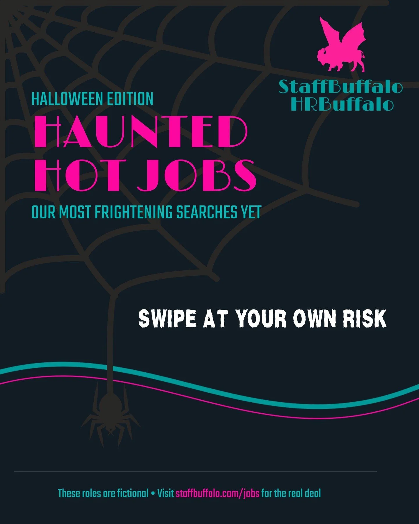 Happy Halloween from StaffBuffalo! 🎃 
Our latest searches are a little&hellip;unusual. Swipe through and tell us which role you&rsquo;re applying for. 👻