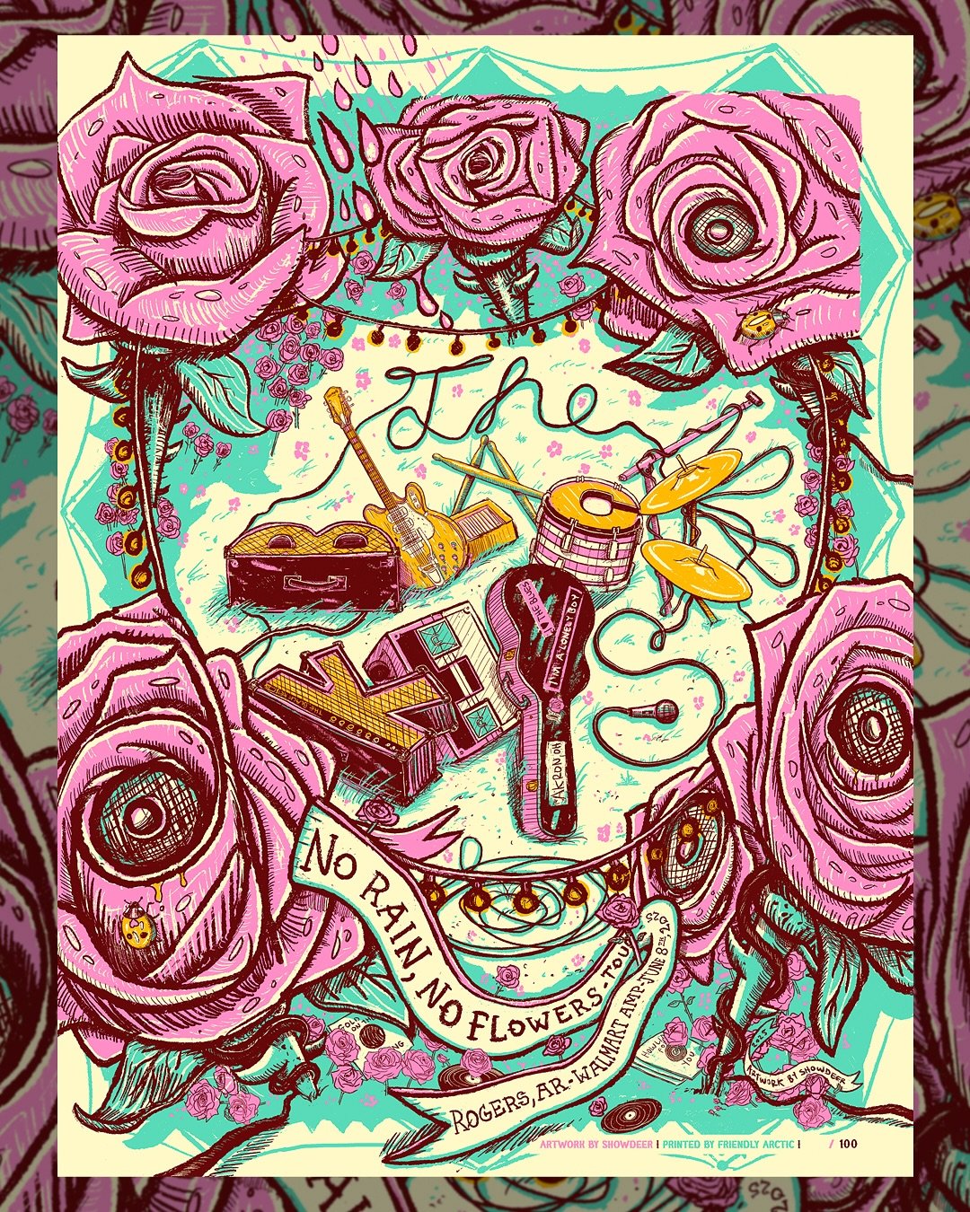 Very excited to share this fourth poster I drew for the legendary @theblackkeys live tonight in Rogers, Arkansas at the @walmart_amp supporting their incredible new album No Rain, No Flowers! 🌹🎶🙌

This poster was very fun to create! Wasn&rsquo;t s