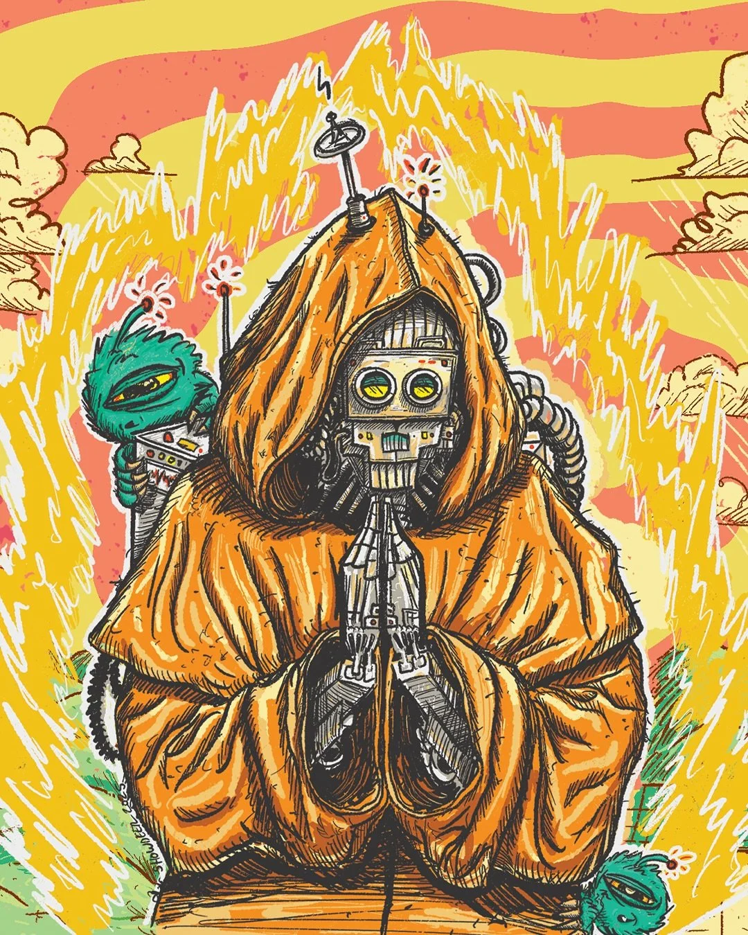Stoked to share this third label artwork for the homies @tinygiantsbrewing for their Electric Monk WC Pale Ale! 😎🔥🙏 Distributed by @dayonepdx! 

So much fun making all this artwork for the homie Stephen! Go support and drink some amazing beer! 🍻 