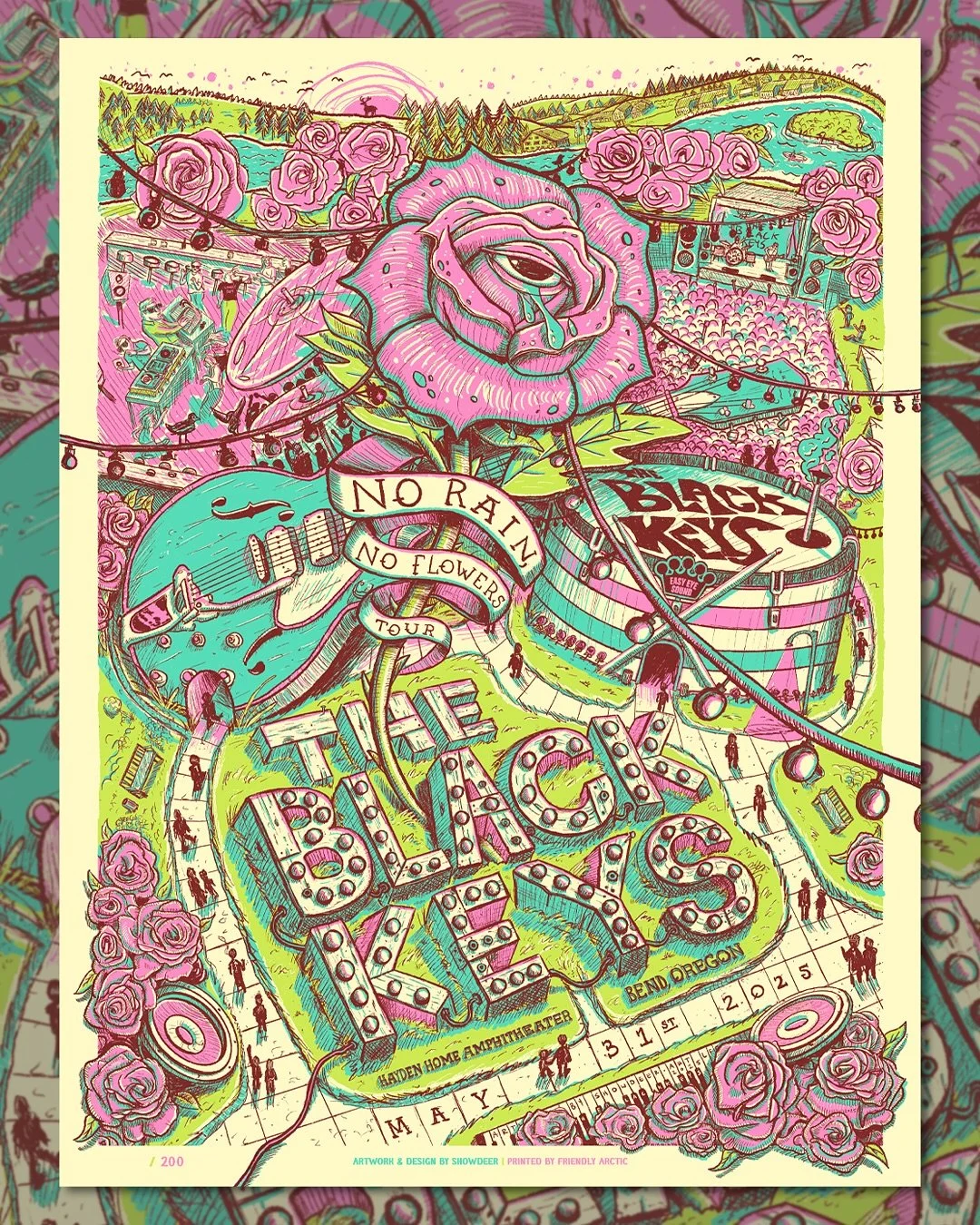 All sixteen YES 16 posters I drew for @theblackkeys &ldquo;No Rain, No Flowers&rdquo; tour this year!! 😎🎸🙌

What an absolute blast and honor to make these for this awesome tour for such an incredible band and beautiful record it really is a specia