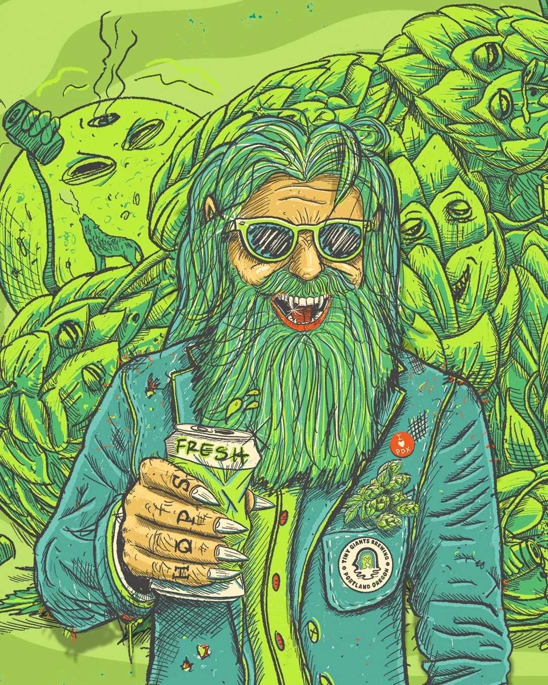 Happy Halloween!! 🐺🎃🍻

New wolfman with drunk hops label artwork for the homies at @tinygiantsbrewing! For their Fresh Hop brews! Distributed by @dayonepdx! 🙌

Love drawing these for the homie Stephen! So fun to just draw and have a blast. We hav