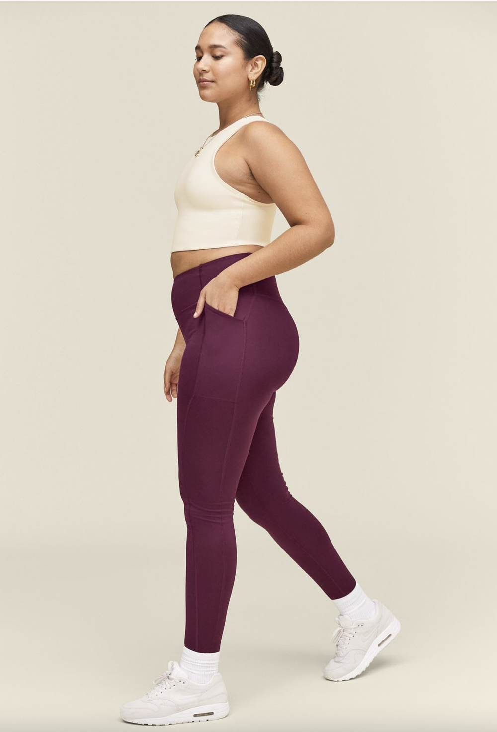 A plastic water bottle can take up to 500 years to decompose. Each pair of  GIRLFRIEND compression leggings diverts 25 bottles from landfills and is  79% RPET and 21% spandex. To care