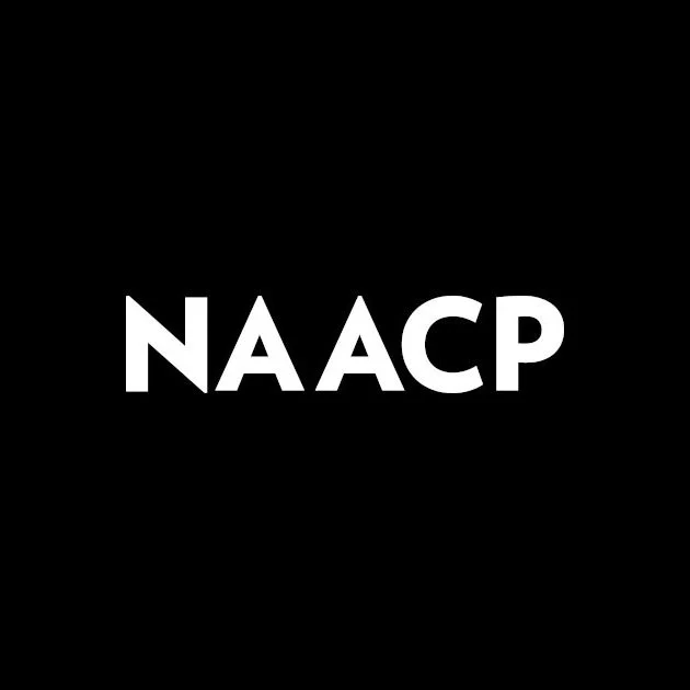 Black background with white text reading "NAACP".