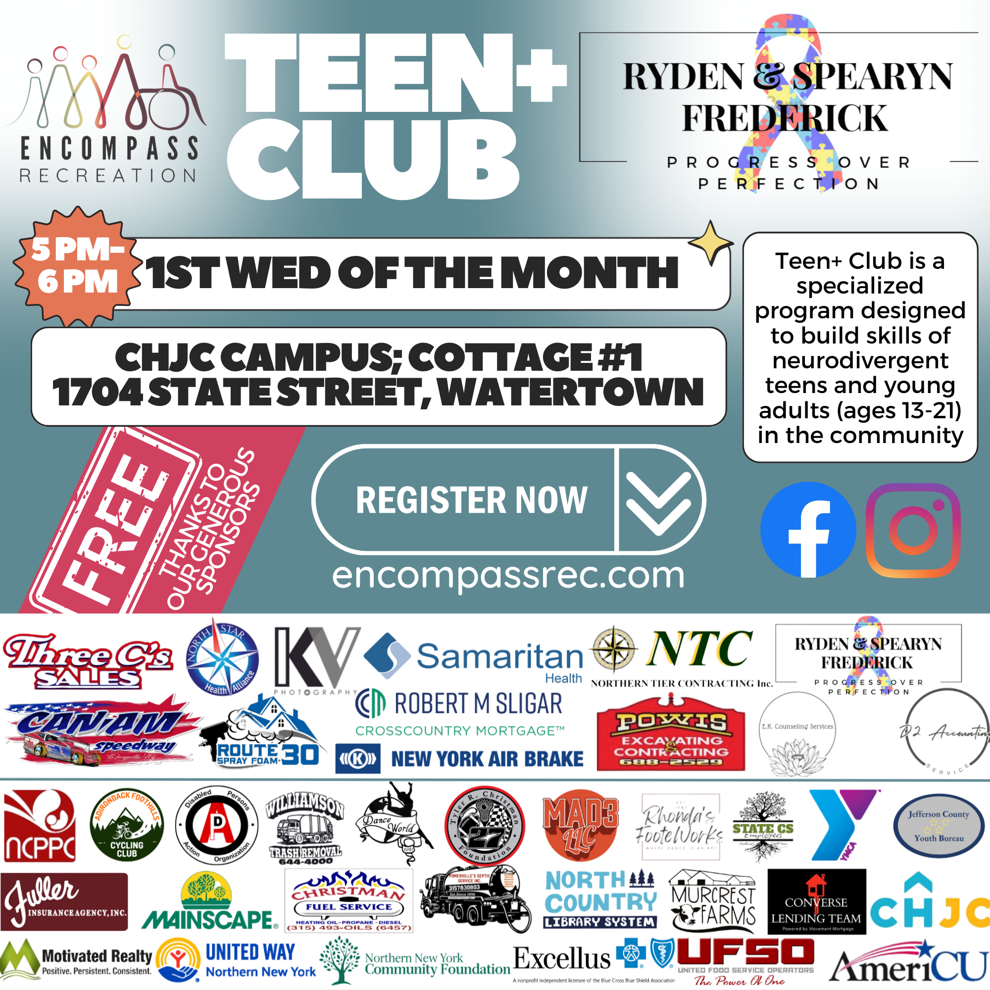 Teen+ Club sponsored by the Ryden & Spearyn Frederick Charitable Fund