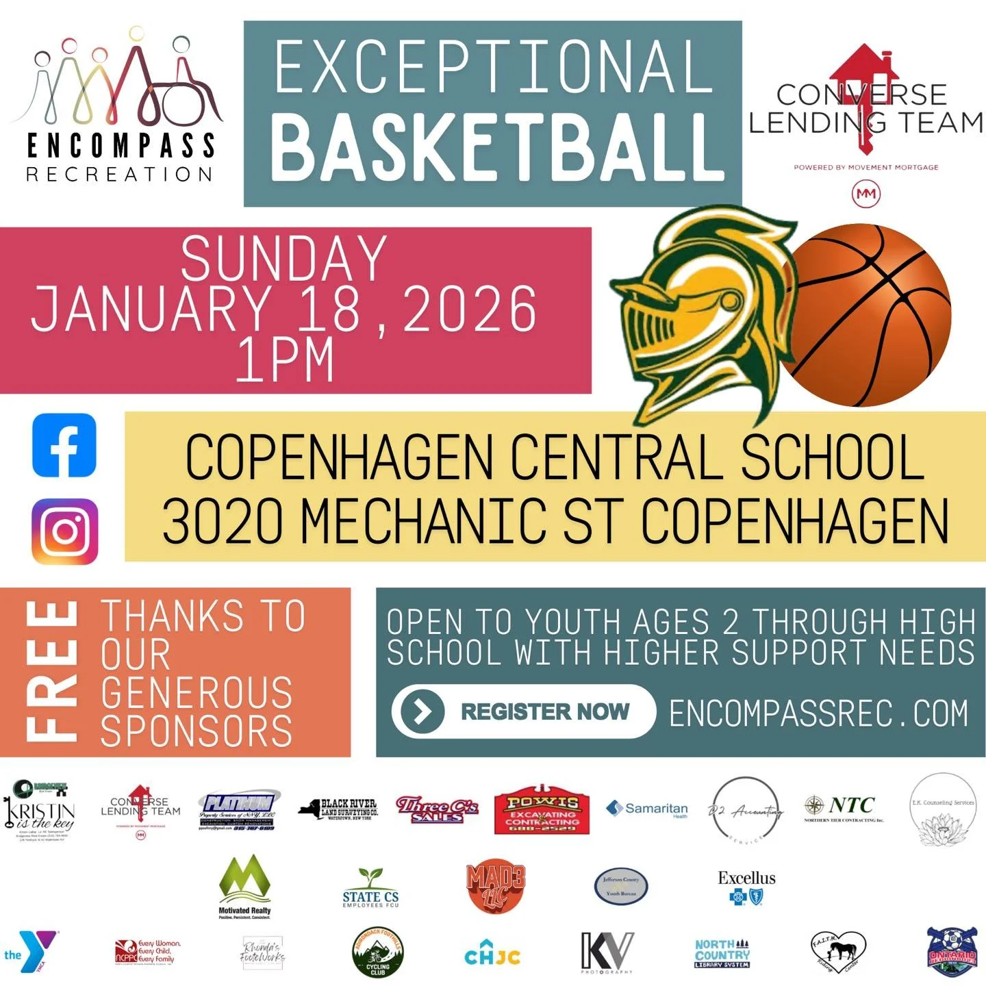 🌟 IT&rsquo;S BACK &mdash; The event that started it all!🌟

Our 4th Annual Exceptional Basketball Game with the Copenhagen Golden Knights!❤️🏀

Join us on Sunday, January 18, 2026 at 1 PM at Copenhagen Central School for a day filled with FUN, teamw