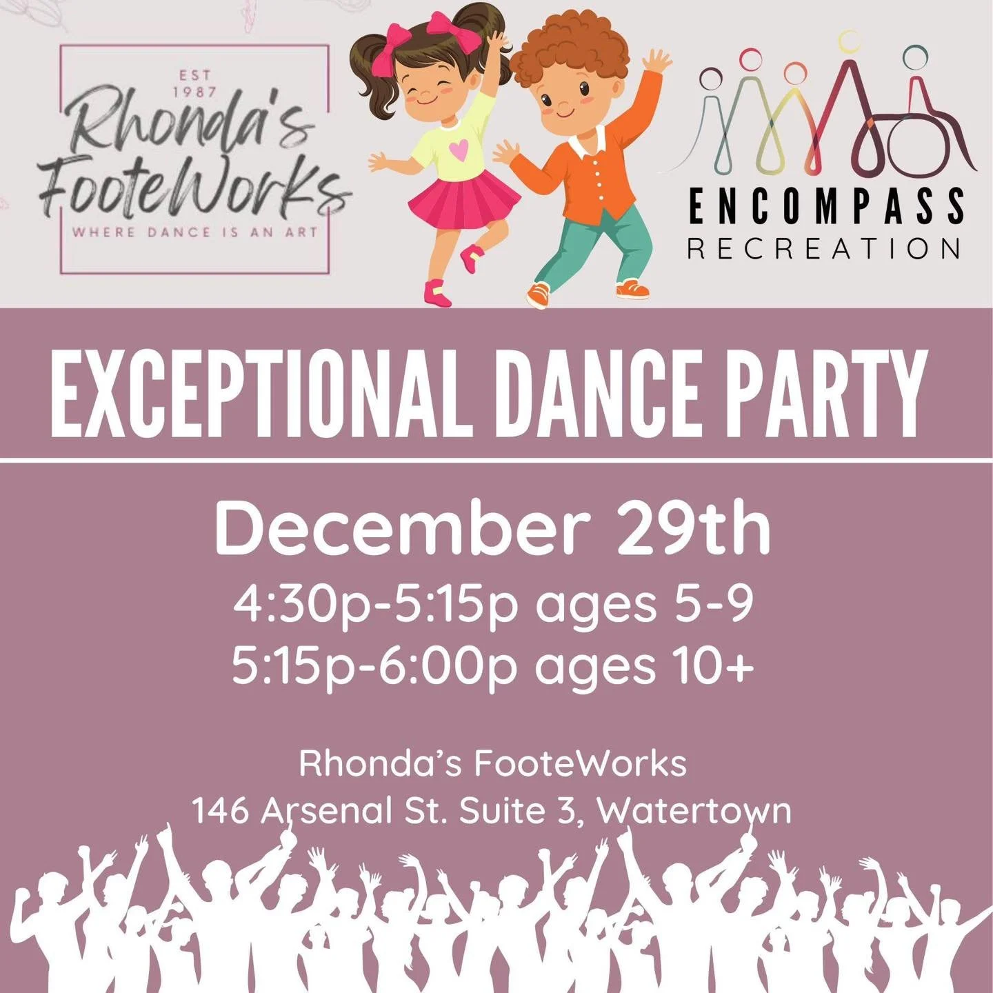 🎉 Exceptional Dance Party Alert! 🎉

We&rsquo;re excited to invite you to a fun, sensory friendly Exceptional Dance Party on December 29th, hosted by our friends at Rhonda's FooteWorks! 💃🕺

This special event is designed just for youth with higher