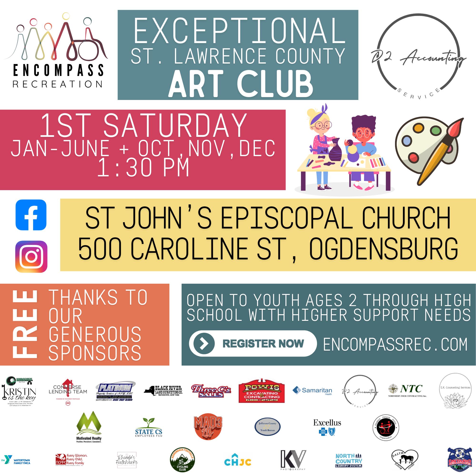 St. Lawrence County Art Club sponsored by D2 Accounting