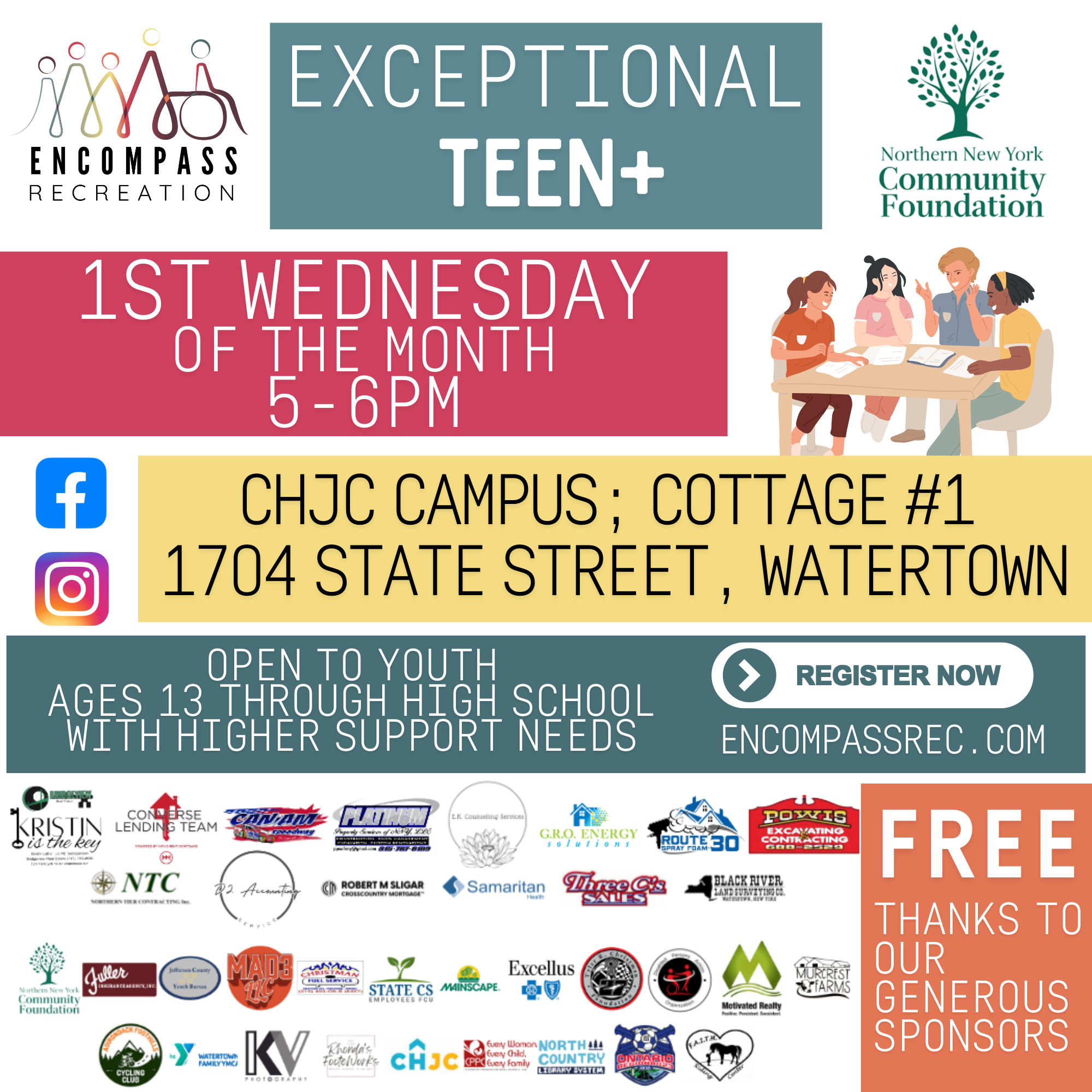 Teen+ Club sponsored by the Northern New York Community Foundation