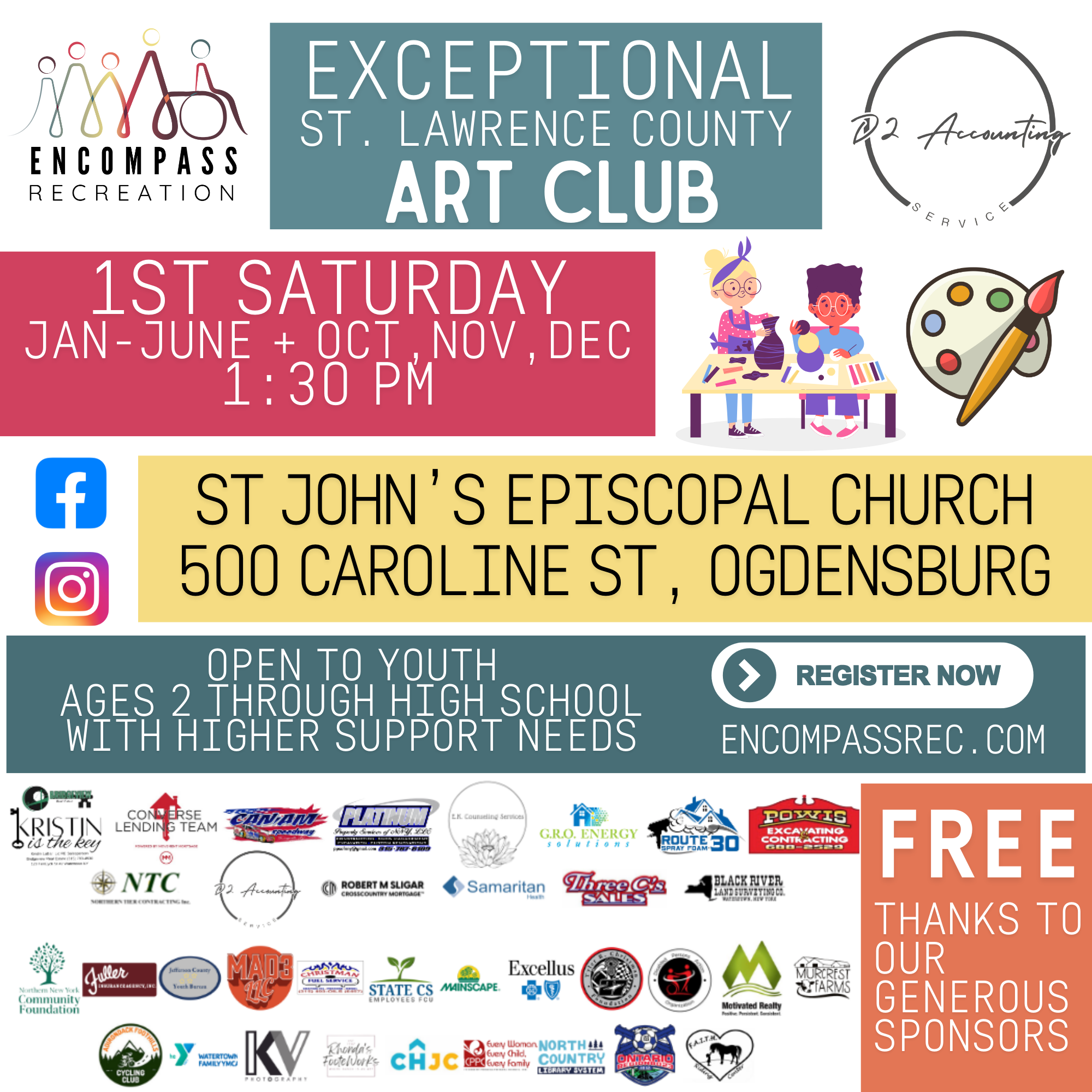 St. Lawrence County Art Club sponsored by D2 Accounting