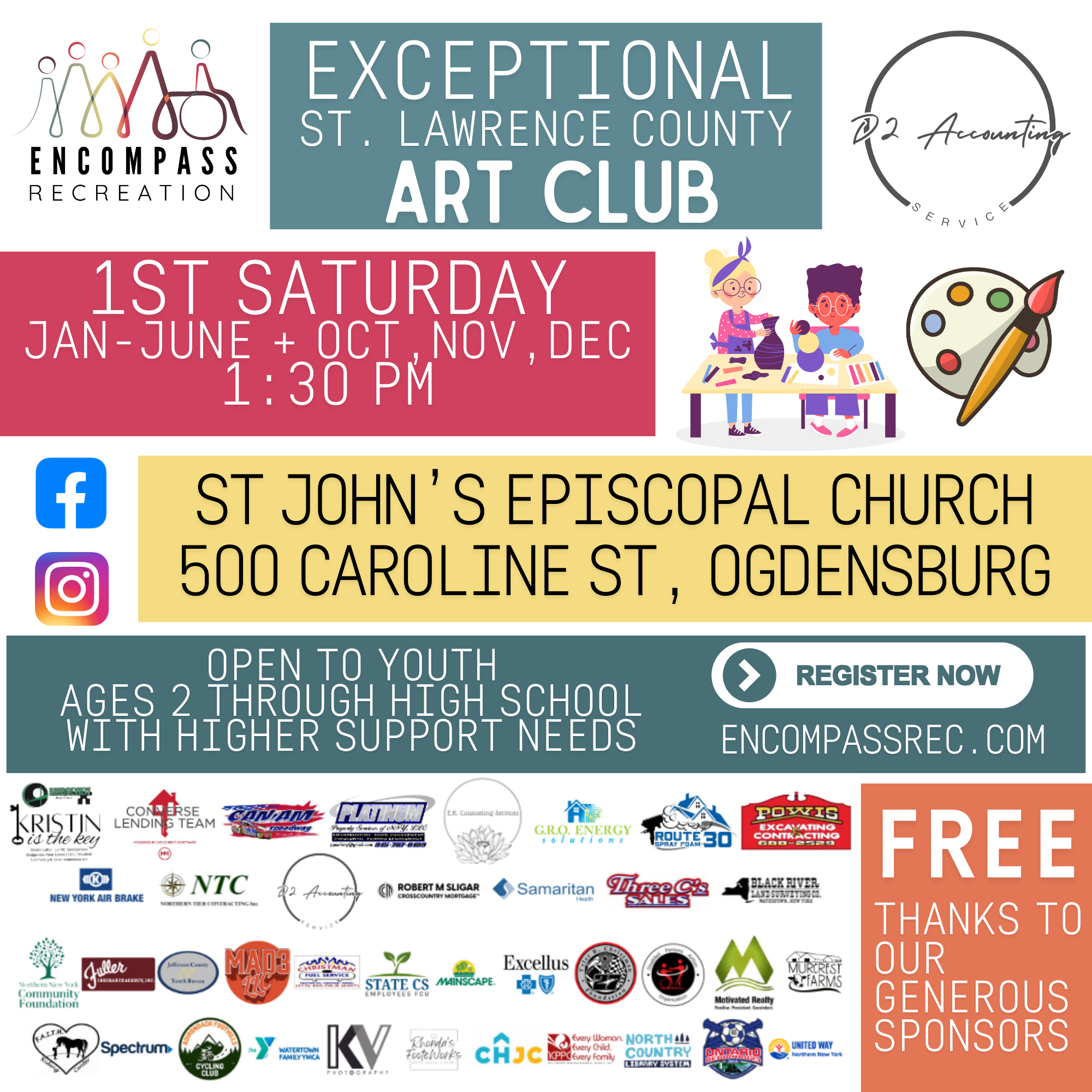 St. Lawrence County Art Club sponsored by D2 Accounting