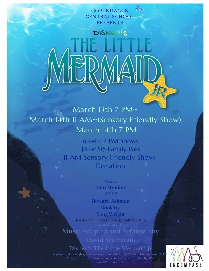 We&rsquo;re excited to share that Copenhagen Central School is again offering a Sensory Friendly performance of Disney&rsquo;s The Little Mermaid Jr. on March 14th at 11 AM. 🌊

This special showing is designed to create a more welcoming and comforta