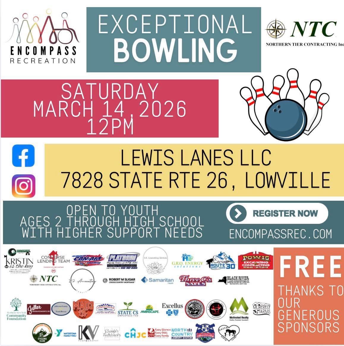 🎳THIS WEEKEND🎳

We&rsquo;re thrilled to announce that Exceptional Bowling is back at Lewis Lanes!

This inclusive, joy-filled event is designed for youth ages 2 through high school with higher support needs, creating a space where everyone can part