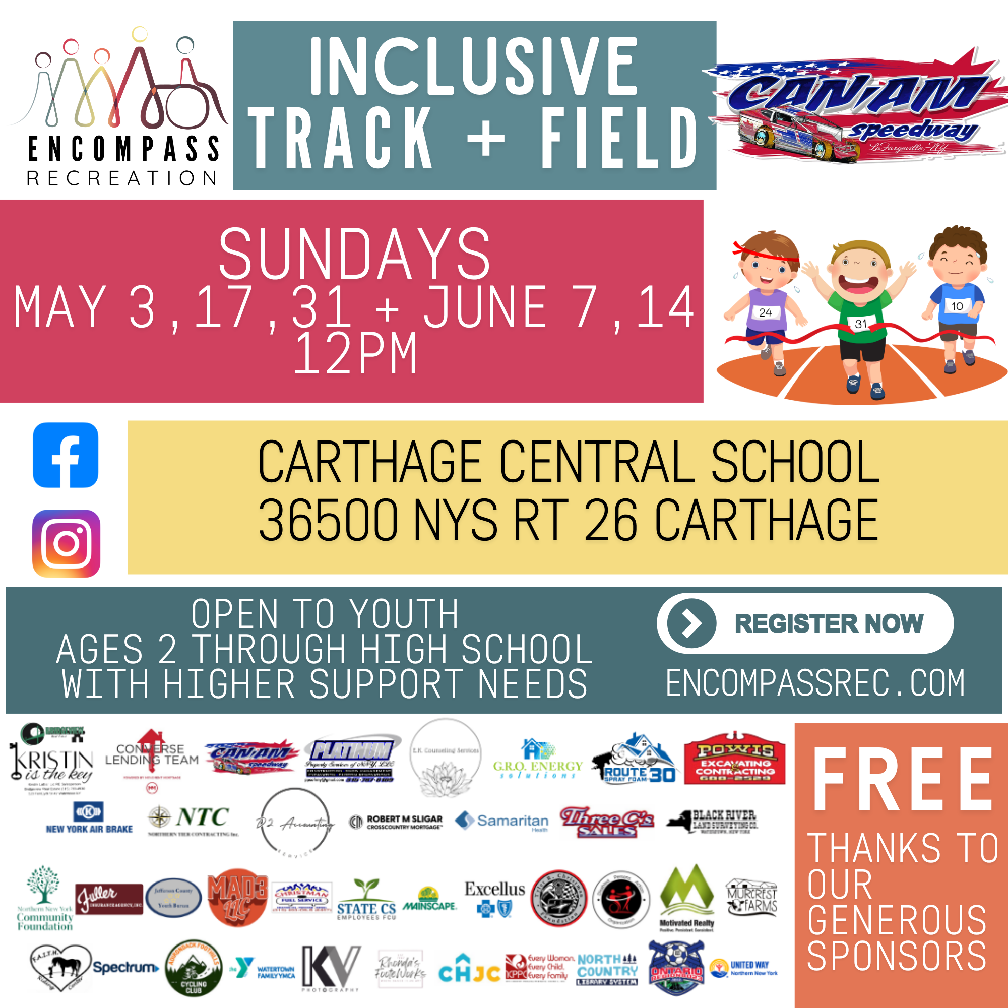 Inclusive Track and Field sponsored by Can Am Speedway