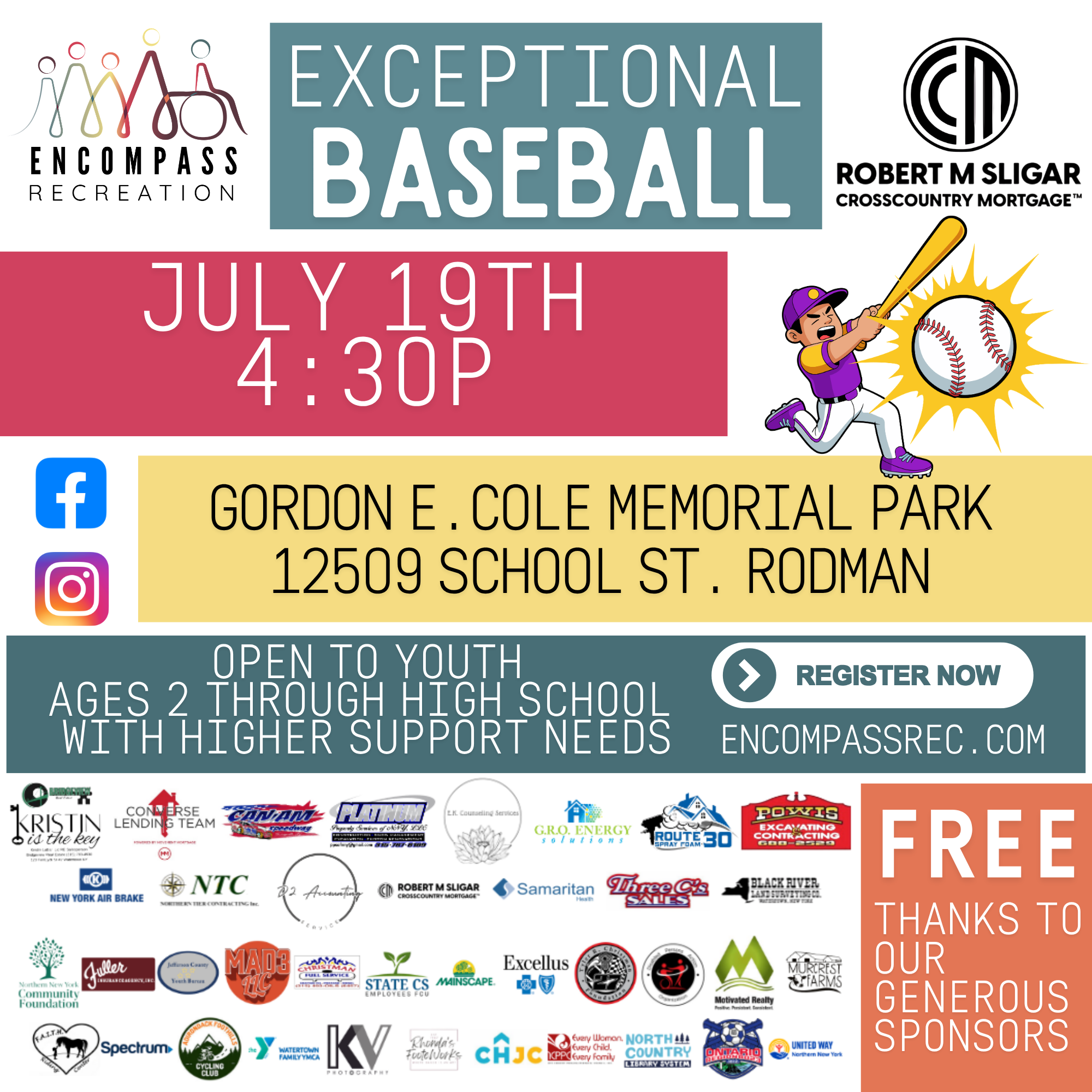 Exceptional Baseball sponsored by Rob Sligar-Cross Country Mortgage