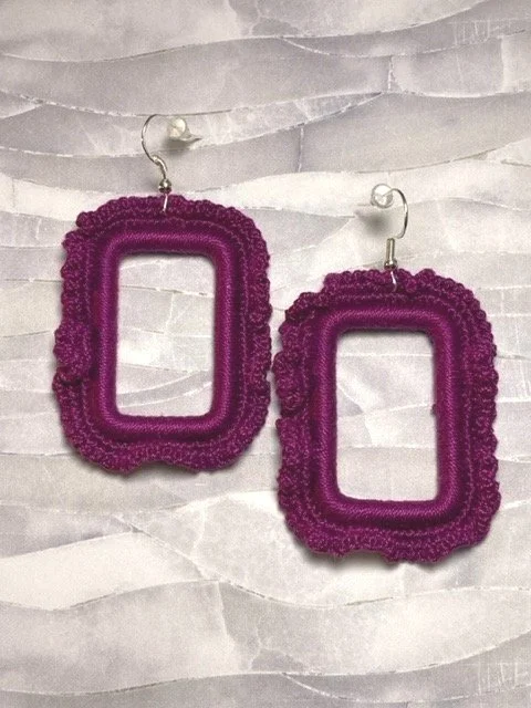 Boysenberry Wide Rectangular Earrings