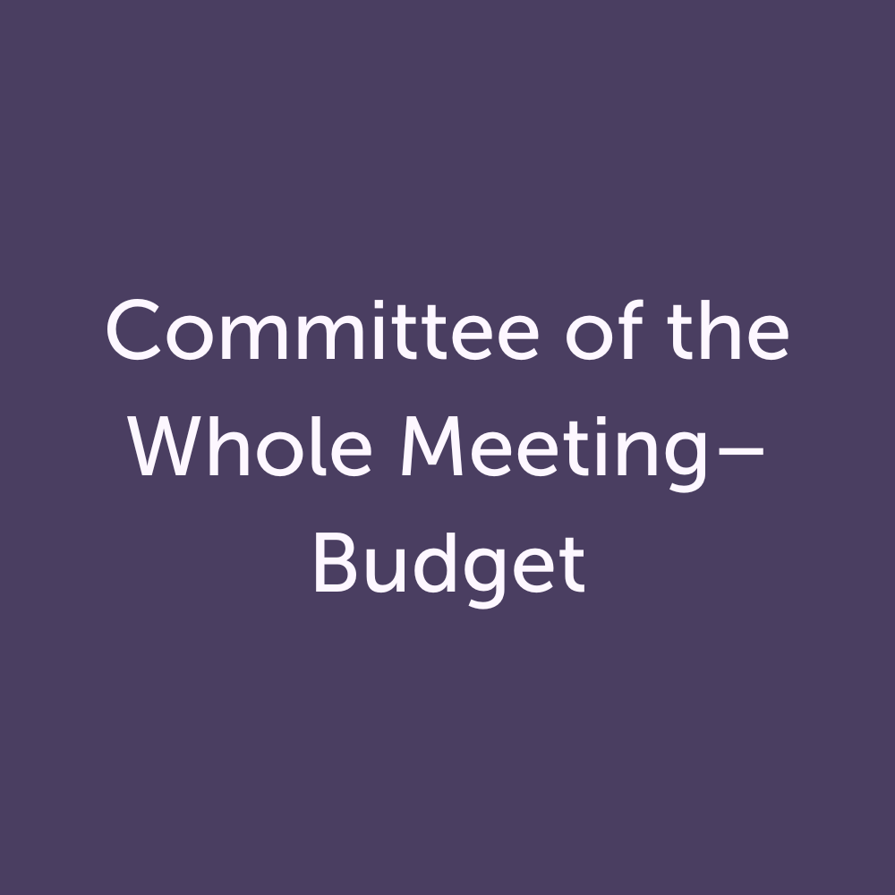 Committee of the Whole – Budget: December 11, 2023