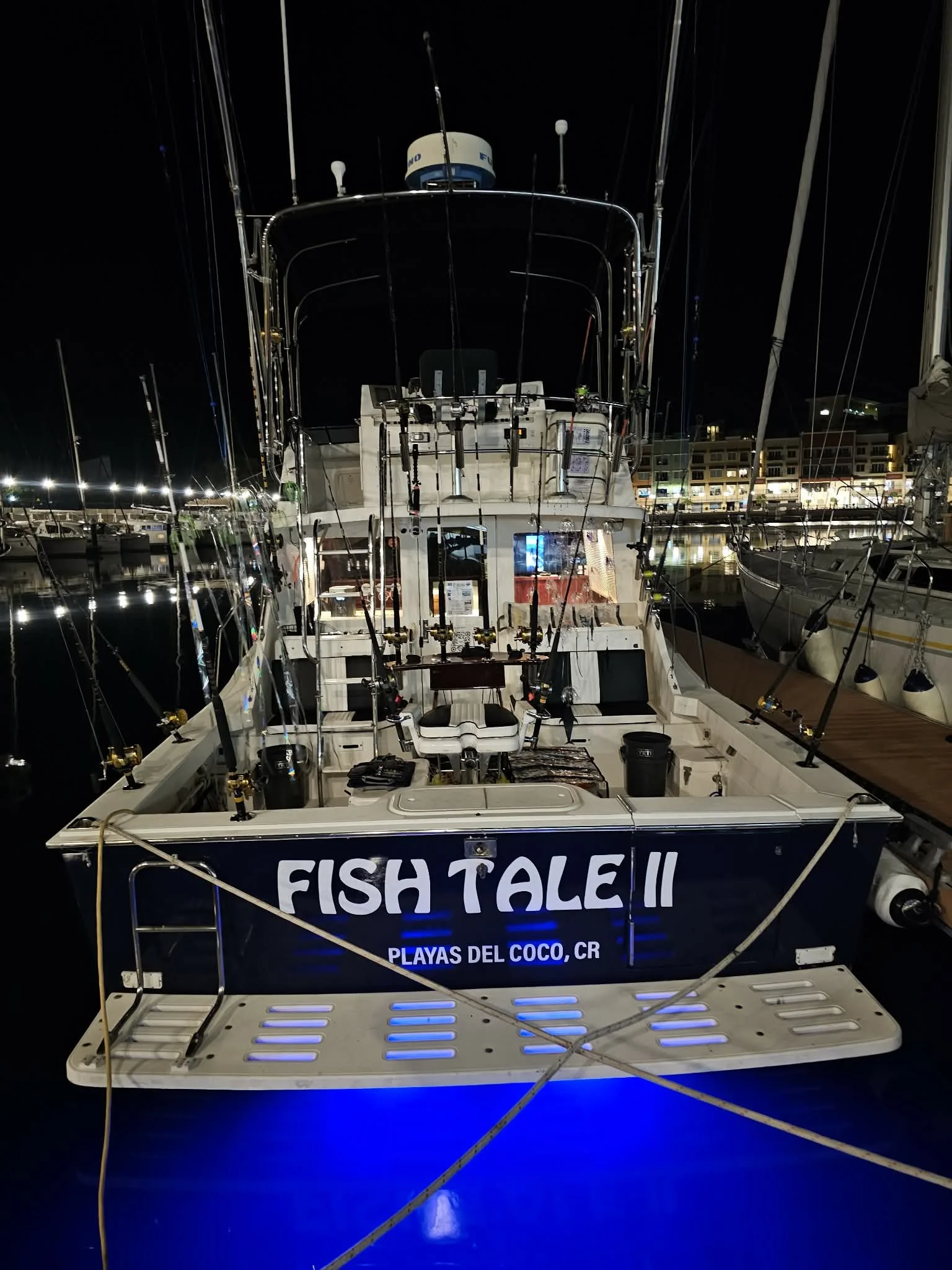 Fish Tale 2, Guanacaste Costa Rica, Night Spread of all the top of the line gear.